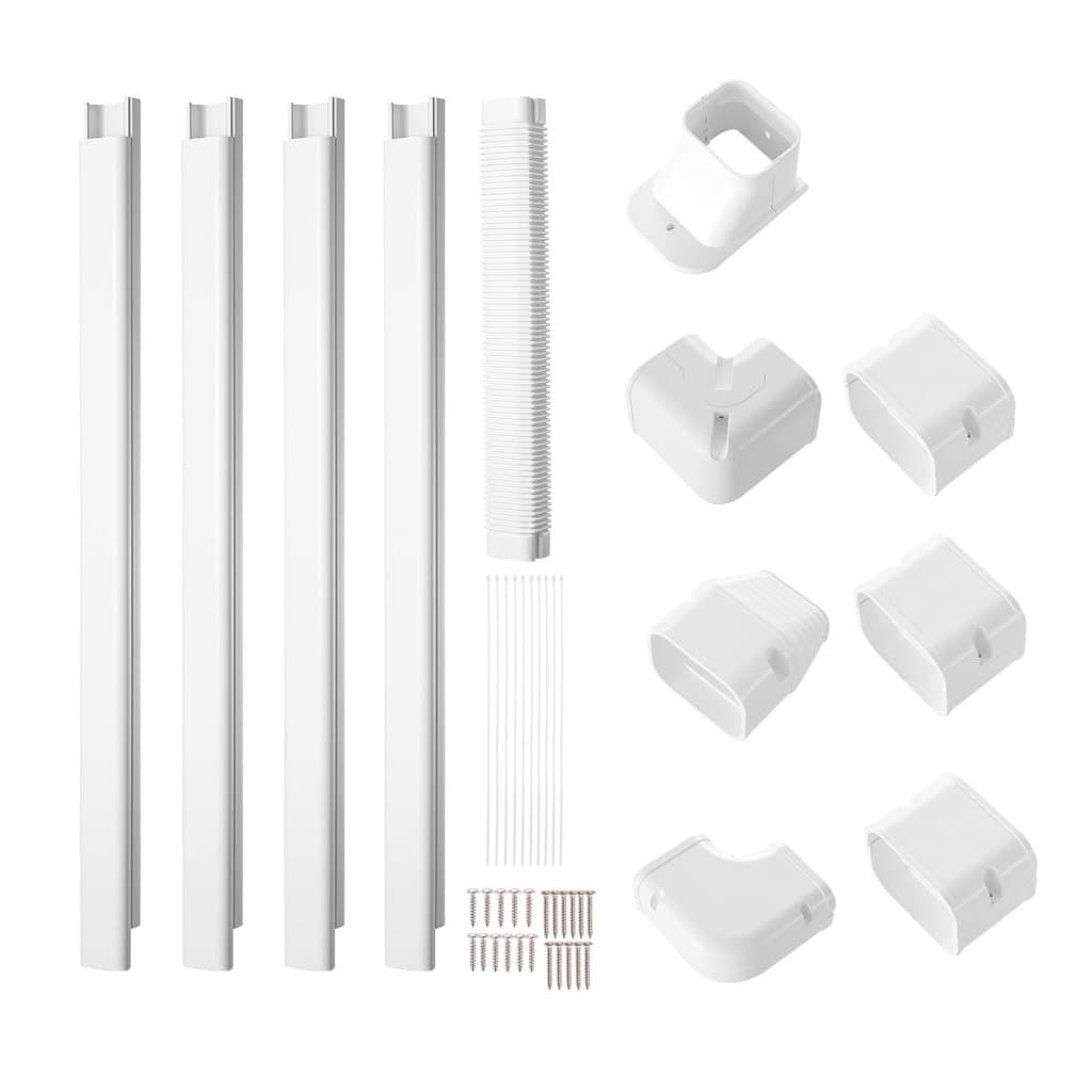 Miniatűr soros elosztó készlet 76,2 mm széles x 4830 mm hosszú, dekoratív PVC csőburkolat légkondicionálókhoz 4 egyenes csővel és komplett alkatrészekkel, könnyen telepíthető, hőszivattyúkhoz festve, fehér