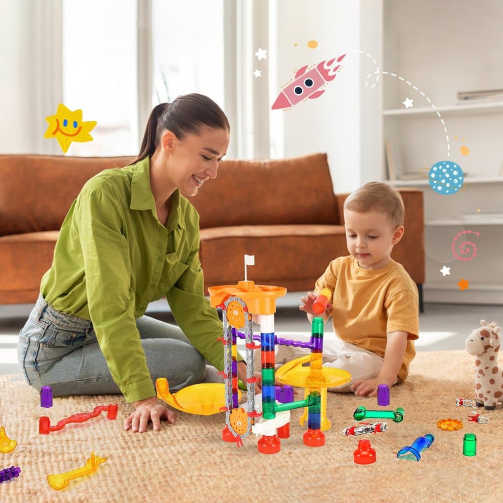 Marble Run 153 darabos készlet motoros emelővel - Oktató ajándék gyerekeknek
