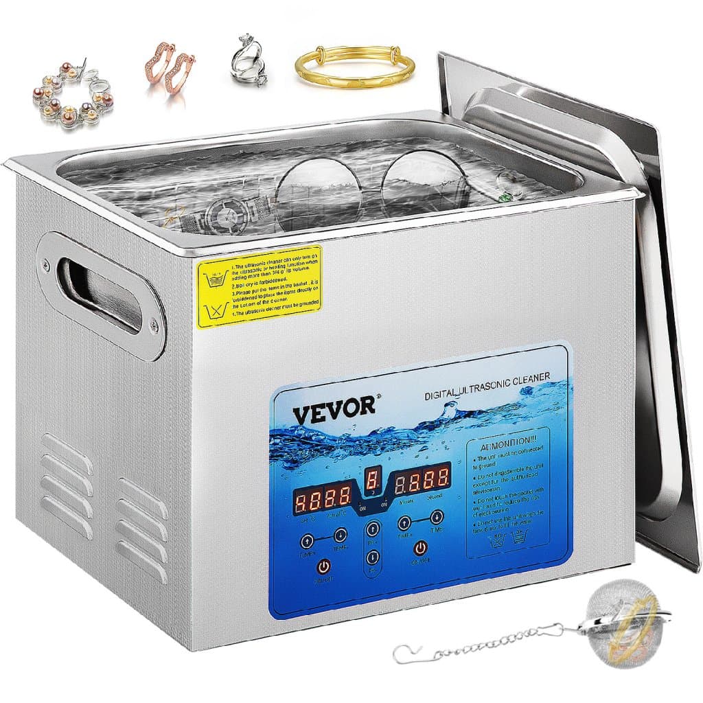 VEVOR ultrahangos tisztító, állítható frekvencia 36kHz~40kHz, 15L 220V, ultrahangos tisztítógép digitális időzítővel és fűtőberendezéssel, laboratóriumi szónikus tisztító ékszerekhez, órákhoz, üveghez, érmékhoz, FCC/CE/RoHS
