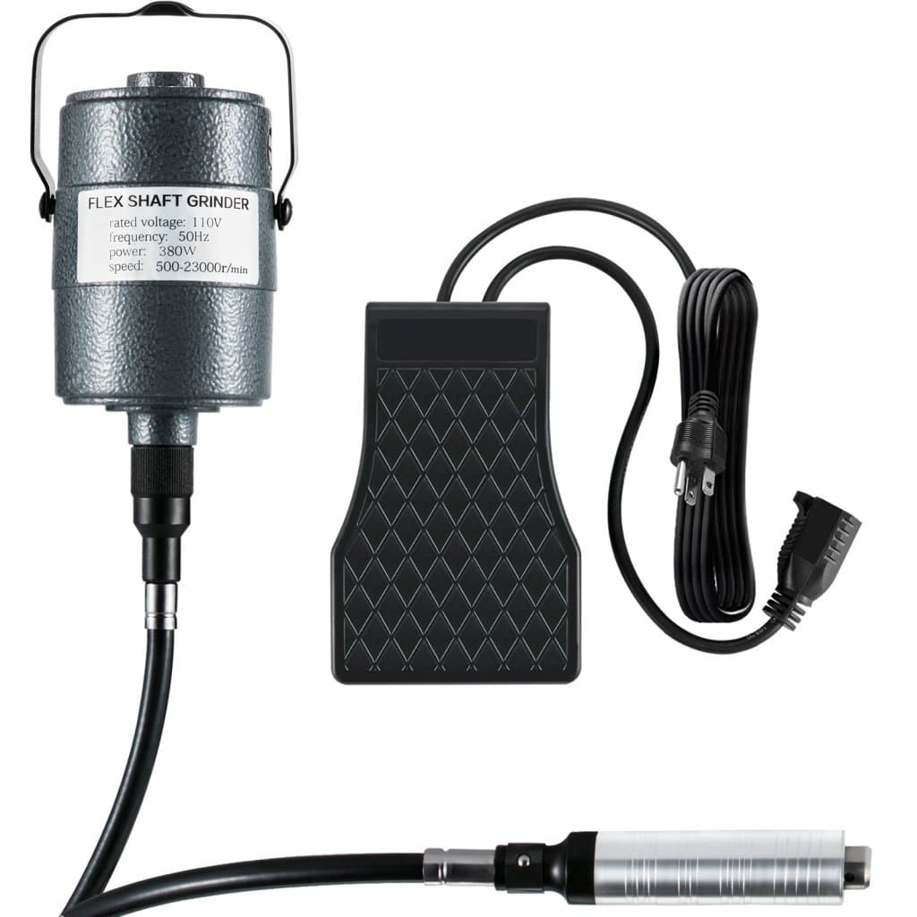 Rugalmas Tengelyű Köszörű S, 380 W-os Forgószerszám, 500-23 000 fordulat/perc Faragó Forgófej 1/4"-os 3 pofás tokmánnyal és fokozatmentes lábpedállal, Függesztett Köszörű, 131 Darab, Ékszer Polírozási és Köszörülési Kellékek, Barkácsolás