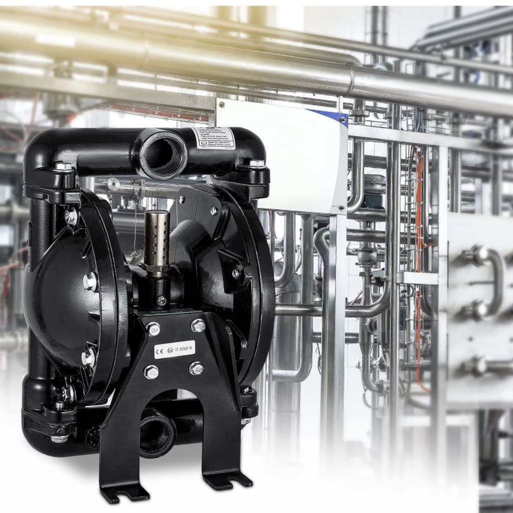 Pneumatikusan működtetett dupla membrános szivattyú, 1 hüvelykes bemenet és kimenet, alumínium, max. 35 GPM, 120 PSI, nitril membrán, QBY4-25L-1 hüvelyk-35
