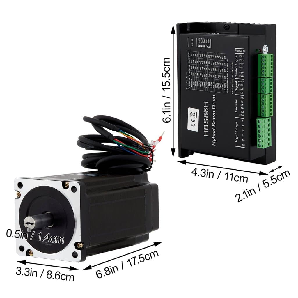 NEMA34 12nm hibrid szervomotor tápegységgel, léptetőmotor 205 mm, 6 A, 2 fázis