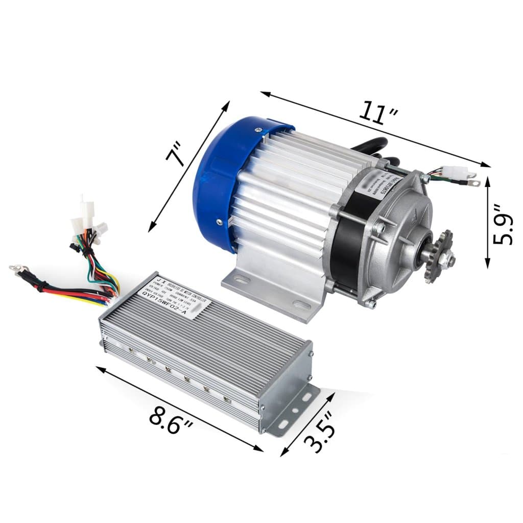 48V DC 750W elektromos motor s ovladačem, reduktor pro jízdní kerék és motokáru