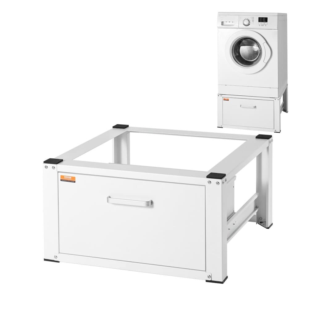 686 mm széles x 366 mm magas mosógépállvány, univerzális állvány mosógéphez és szárítógéphez, 299 kg teherbírással, tartós, multifunkcionális mosógépállvány fiókkal és gazdag felszereltséggel