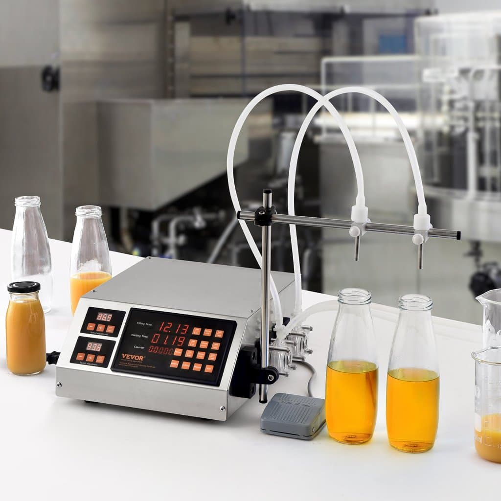Folyadéktöltő gép, töltési kapacitás 5-650ml, automatikus palacktöltő gép, digitális vezérlésű perisztaltikus szivattyú tejhez, vízhez, borhoz, italokhoz, szójaszószhoz (dupla fúvóka)