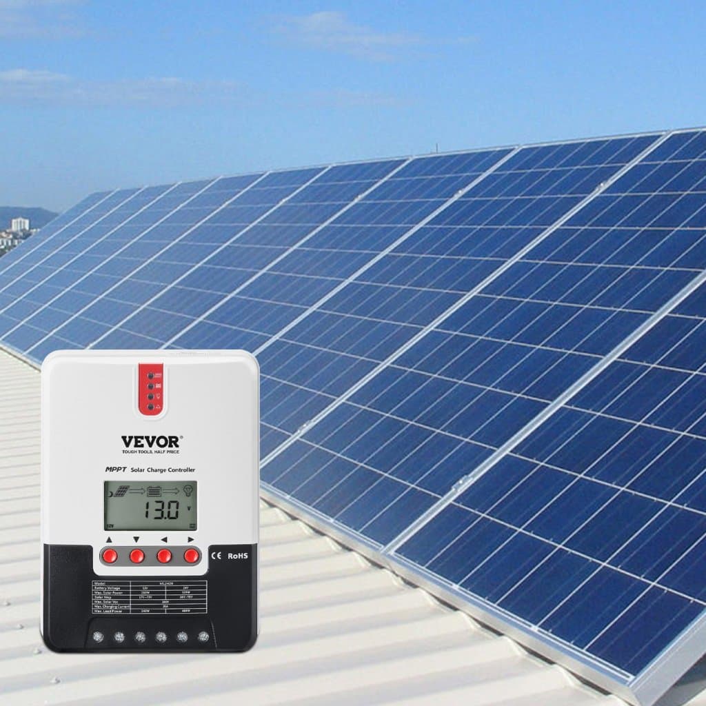MPPT 20A napelemes töltésvezérlő, automatikus DC bemenet 12V/24V, napelemes töltésvezérlő LCD kijelzővel, hőmérséklet-érzékelő kábellel, lezárt (AGM), zselés, elárasztott és lítium akkumulátorok töltéséhez