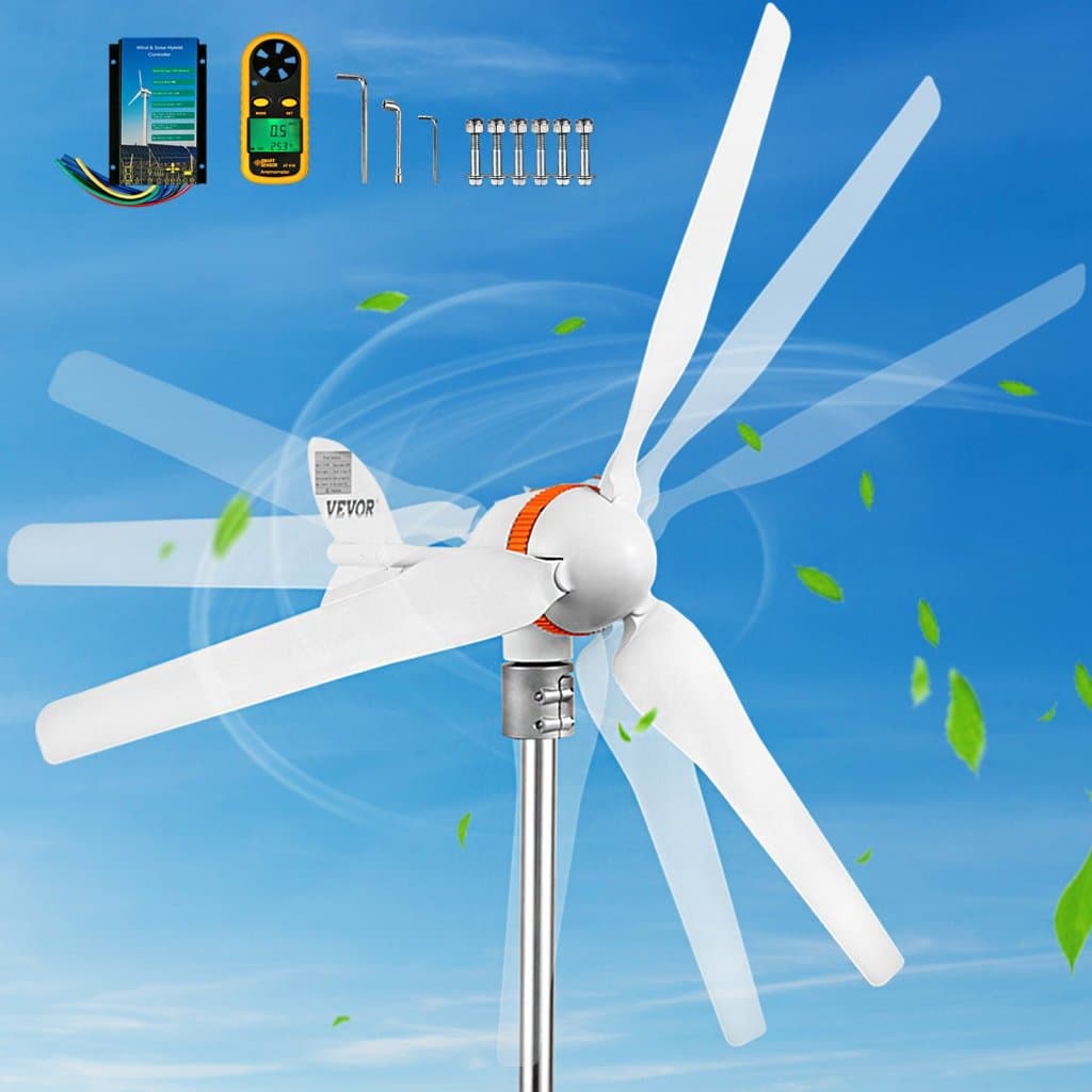 Szélturbina, 12 V/AC készlet, 400 W-os szélgenerátor szél- és napelemes vezérlővel, 3 lapáttal, automatikus szélirány-állítással, teraszokra, hajókra, lakókocsikra, kabinokra és hajókra alkalmas