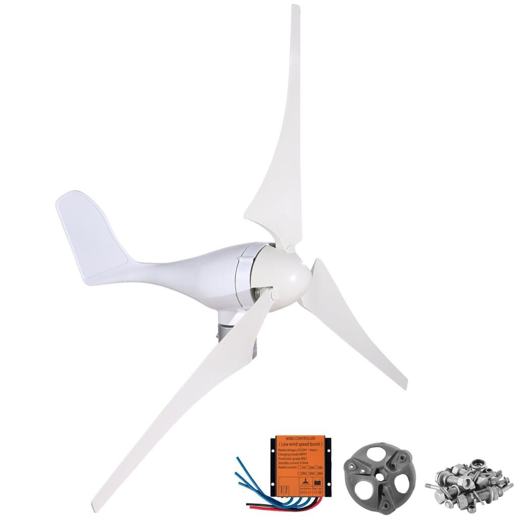 Szélturbina, 400 W-os 12 V-os szélturbina-generátor készlet, 3 lapátos töltésvezérlő, szélturbina-generátor segédáramhoz