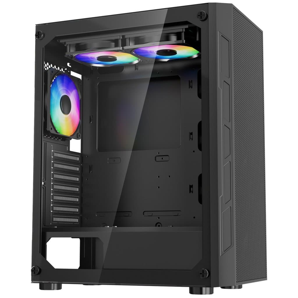 Közepes méretű ATX PC játékház 3 db 120 mm-es ARGB ventilátorral