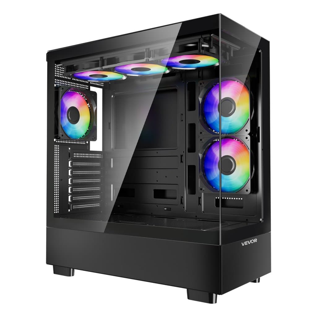 Közepes toronyméretű ATX gamer PC ház 6 db 120 mm-es PWM ARGB ventilátorral