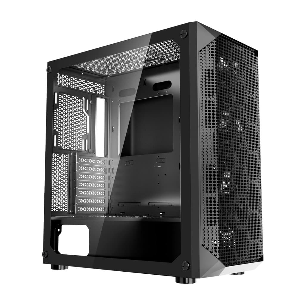 Teljes torony kivitelű gamer számítógépház, 3 db 140 mm-es PWM ventilátorral, E-ATX alaplaphoz