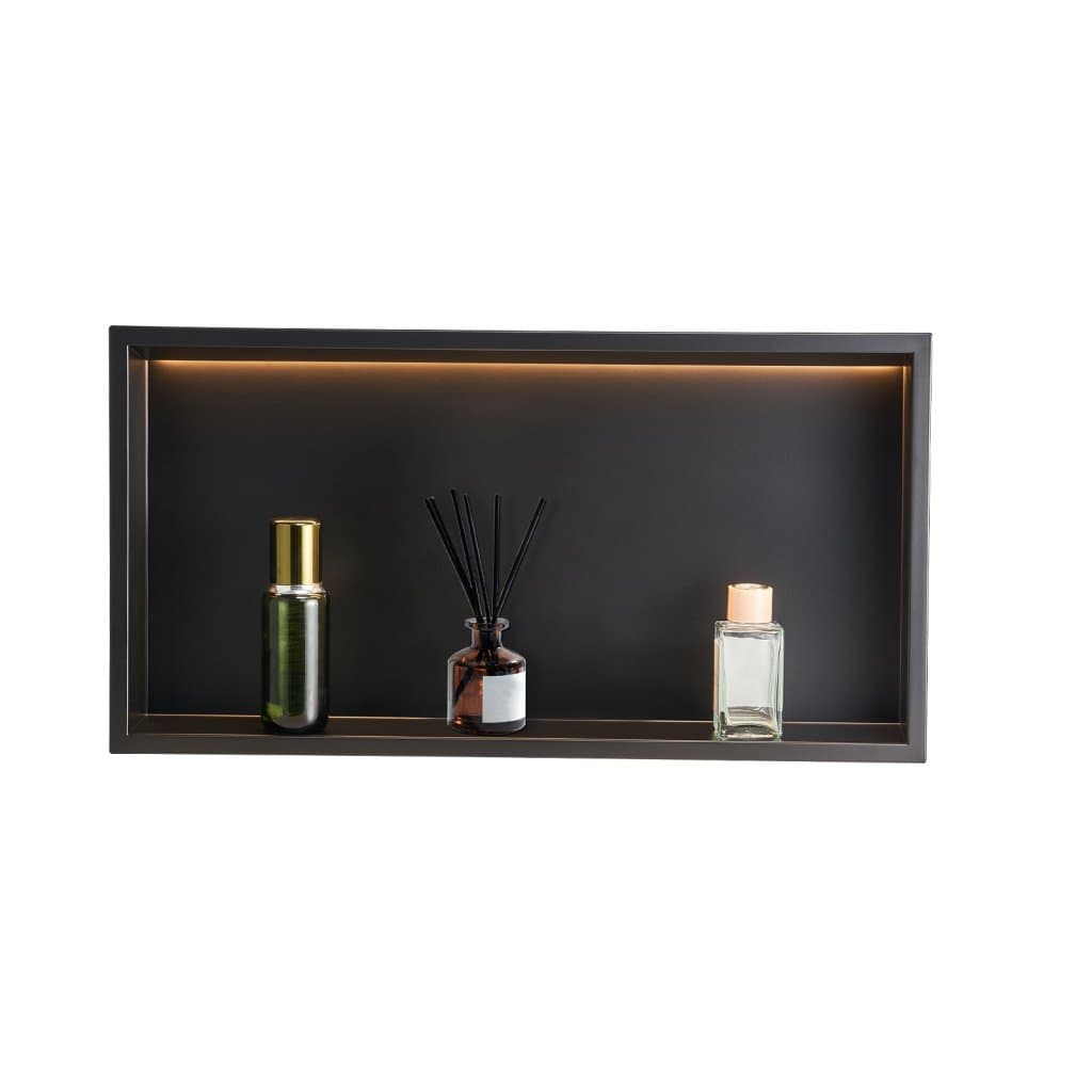 Zuhanyfülke 33,0x63,5x10,2 cm Süllyesztett polc LED szalaggal Rozsdamentes acél