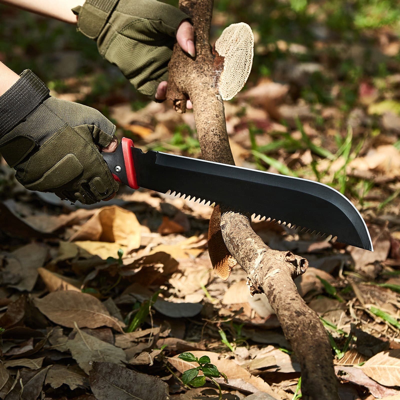 Kemping Hatchet Machete késkészlet Hüvelyes vadászkés Zseblámpa Paracord