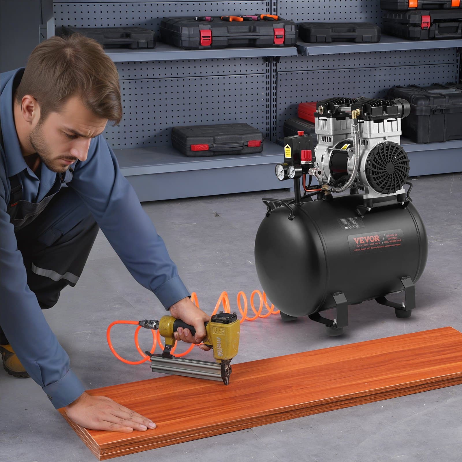Légkompresszor Kompakt hordozható olajmentes kompresszor 10 gallon 90 PSI