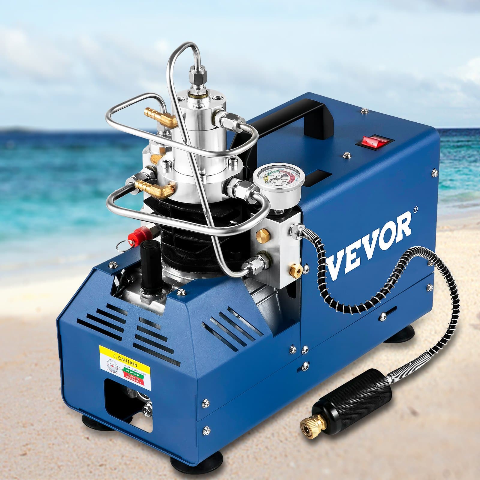 Nagynyomású kompresszor, 4500PSI/30MPA/300BAR nagynyomású légkompresszor, 1800W 220V kézi leállítású légpuska kompresszor, alkalmas paintball légpuskához, PCP puskához, légpisztolyhoz, búvárpalackhoz