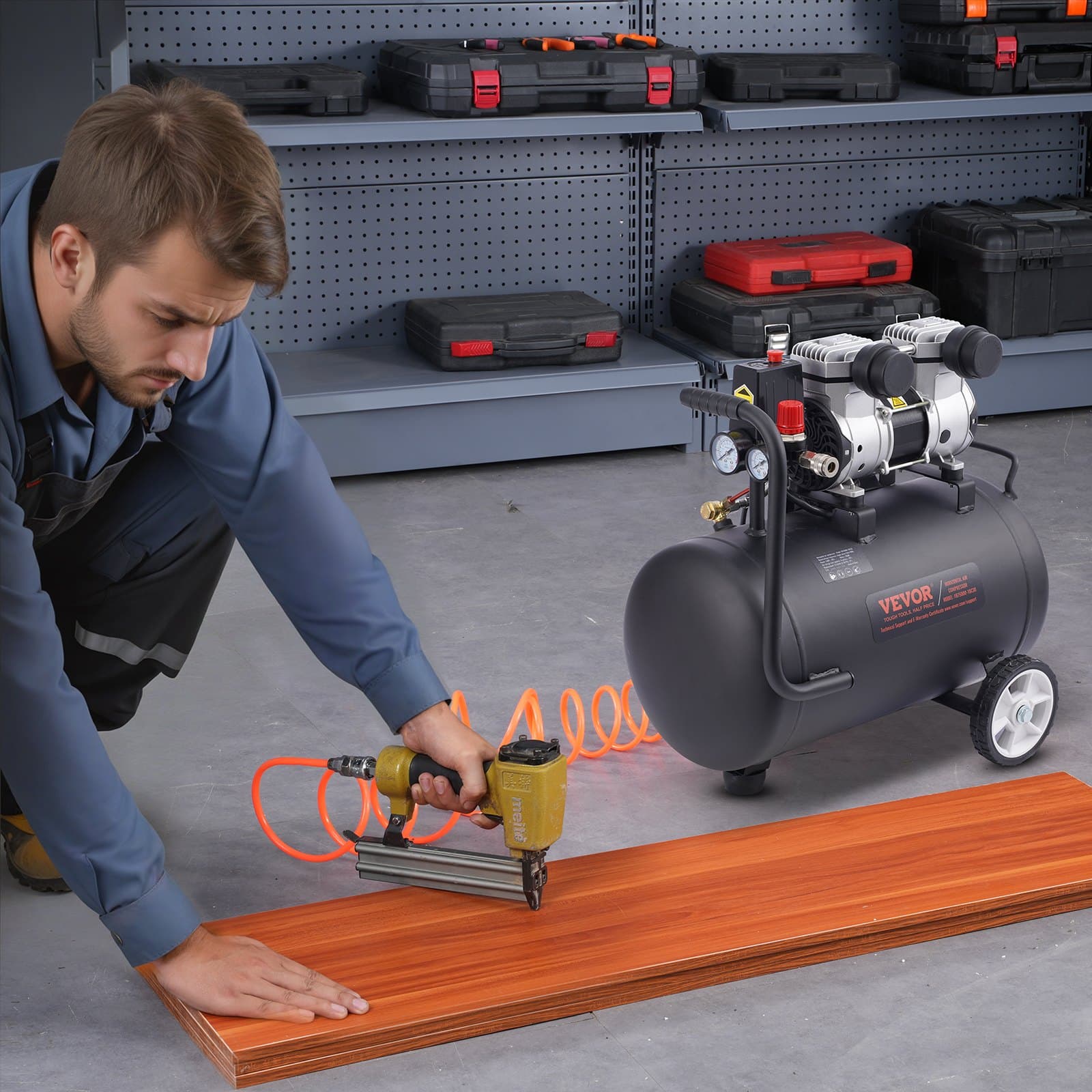 Légkompresszor Kompakt hordozható olajmentes kompresszor 8 gallon 90 PSI