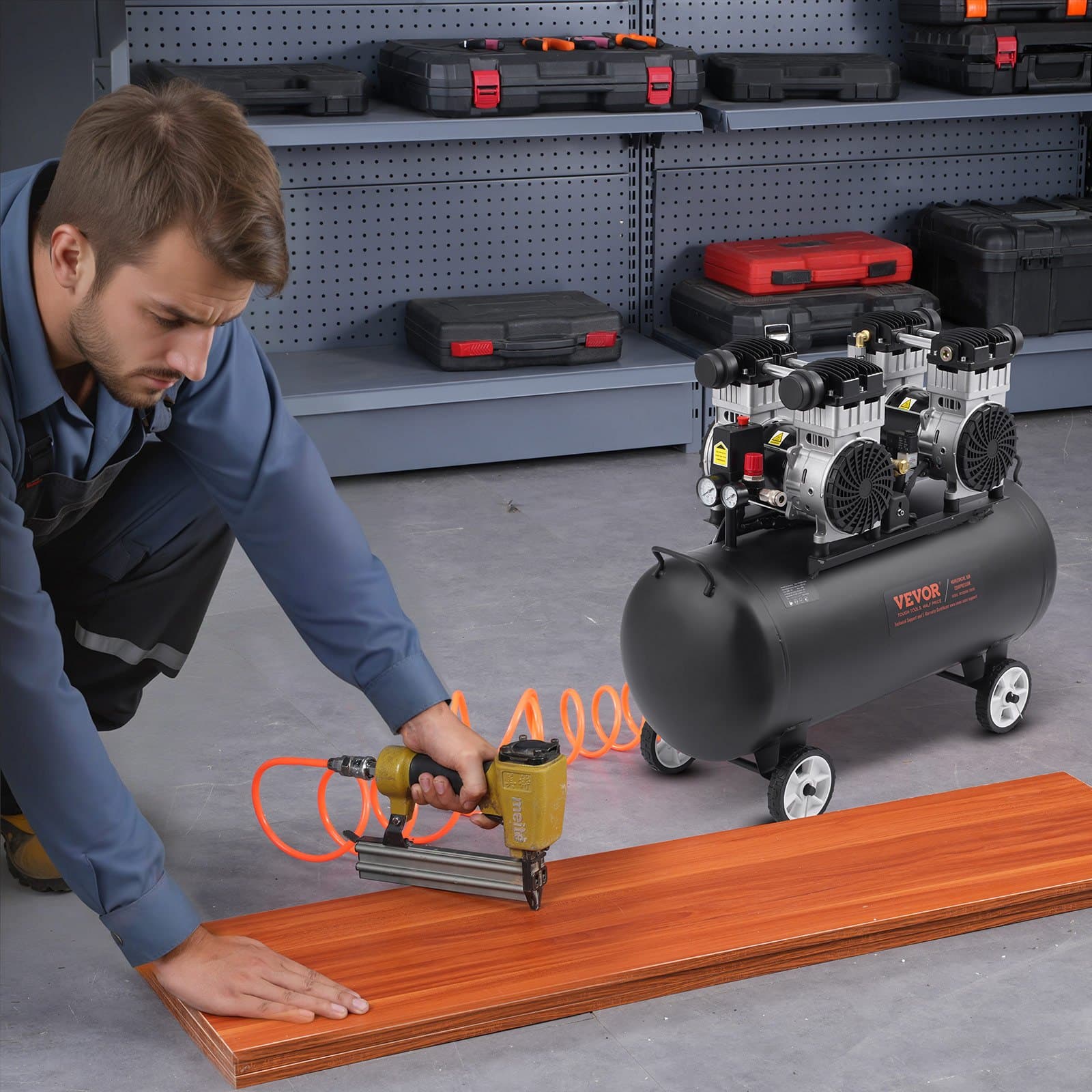 Légkompresszor kompakt, hordozható, olajmentes kompresszor 20 gallon 90 PSI