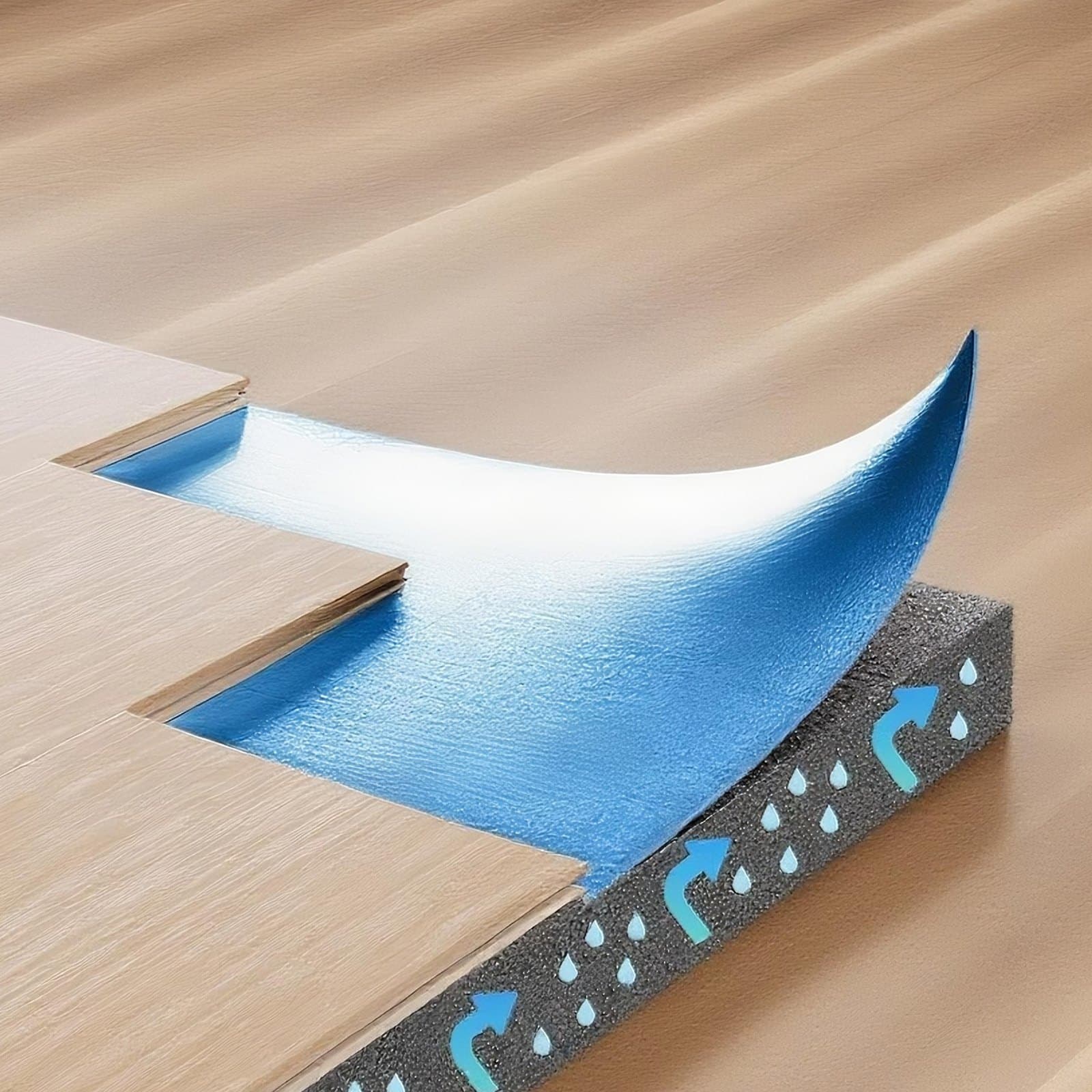 Padlóalátét 55,8 m² 2 mm-es 3 az 1-ben párazáró fólia laminált padlóhoz, kék