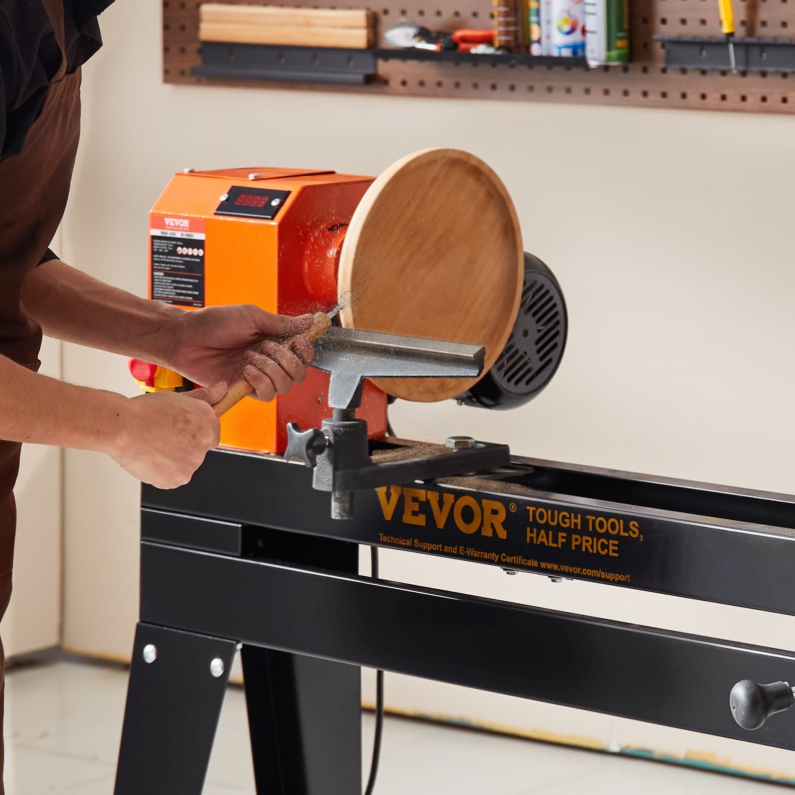 Faeszterga másoló tartozékkal, 35 cm x 96 cm, 1 LE 750 W-os faeszterga állvánnyal, folyamatosan változtatható sebesség 680-2520 RPM könnyű imbuszkulcsokkal, esztergaszerszám-készlettel, famegmunkáláshoz