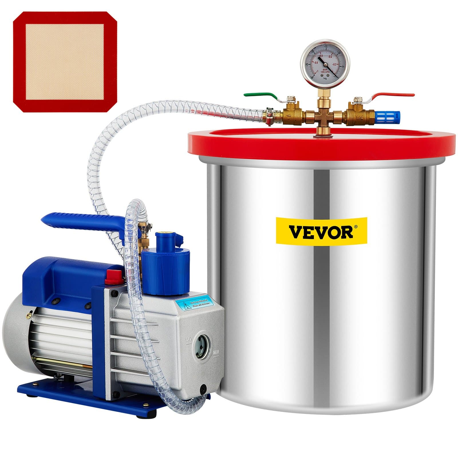 Vákuumkamra szivattyúval Vákuumkamra készlet 5 gallon/18,9 l 5CFM 1/3HP egyfokozatú
