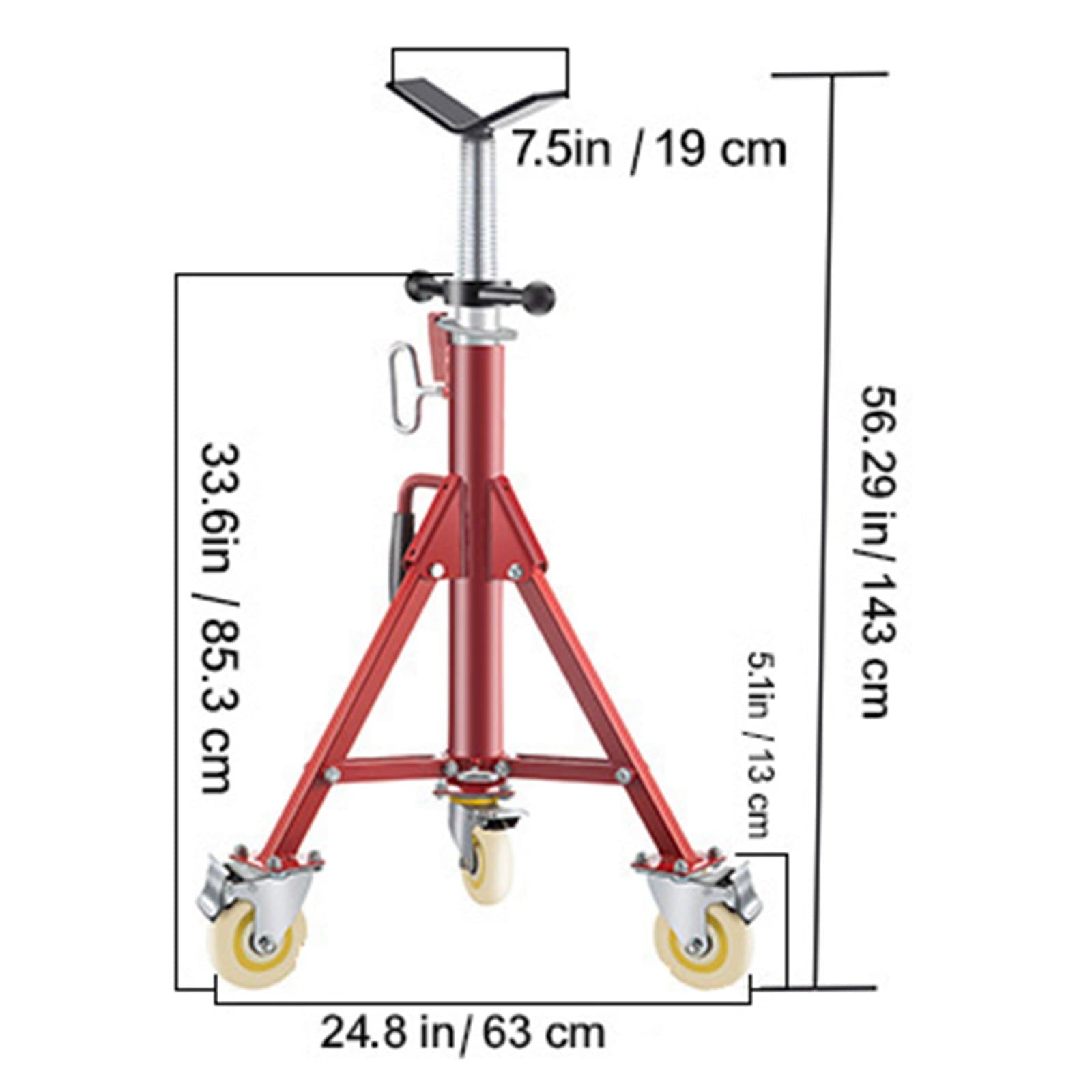 Csőállvány, Csőemelő állvány, V-alakú csőállvány, állítható magasság 71,12-132,08 cm, Csőemelő állványok görgőkkel 400,1 kg, Összecsukható, hordozható csőállványok 0,3175 - 30,48 cm csőtartóval, acél emelőállvány
