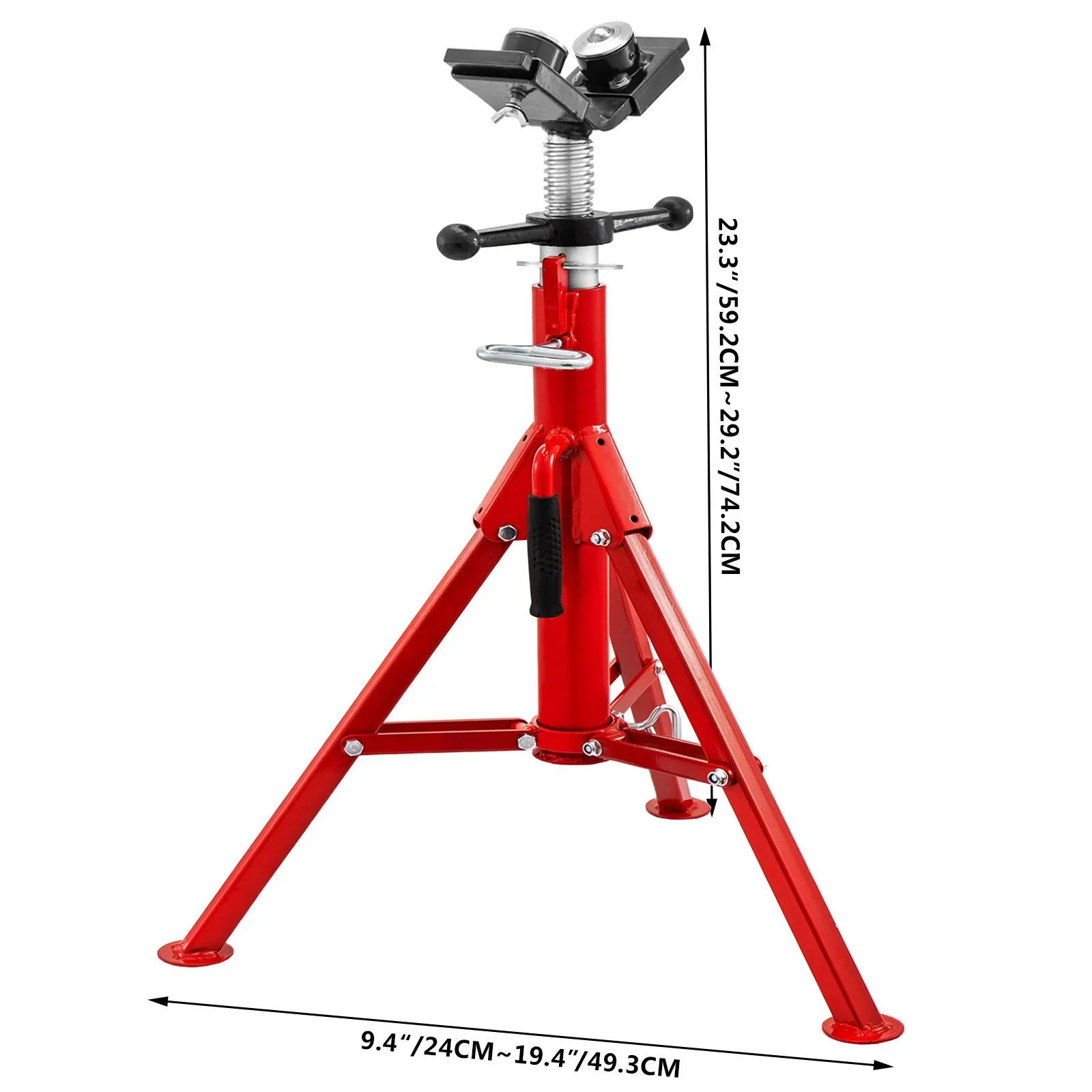 Csőemelő állvány 2 golyós V-alakú emelővel és összecsukható lábakkal, 1134 kg, állítható magasság 71,1 cm-től 130,8 cm-ig, 1107A típusú