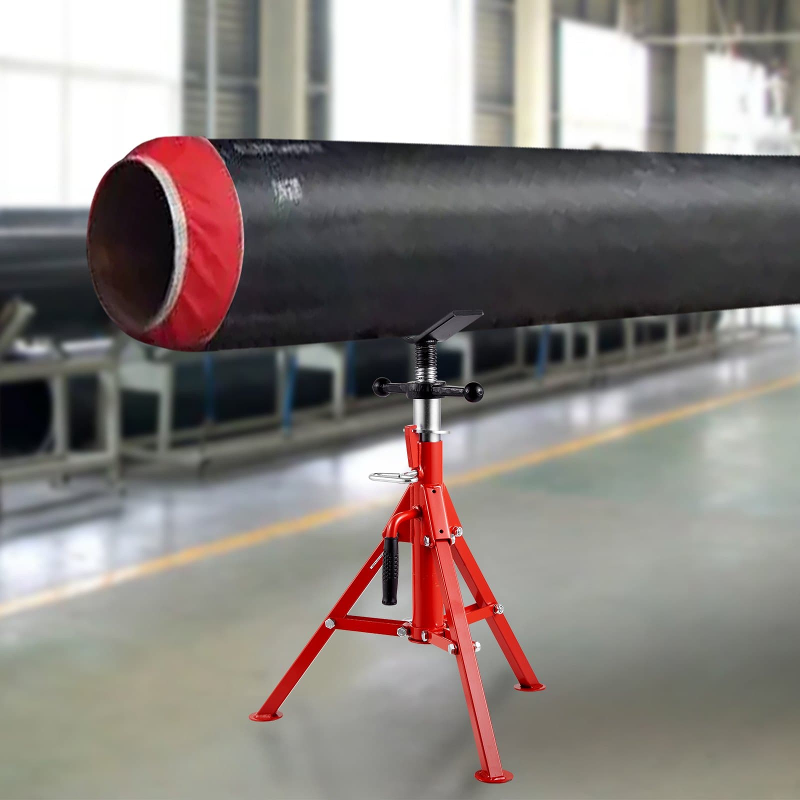 V-fejű csőállvány 1/8"-12" kapacitással, állítható magasság 610mm-1067mm, csőemelő állványok 1134kg teherbírással, hordozható összecsukható csőállványok, szénacél test a fokozott tartósságért
