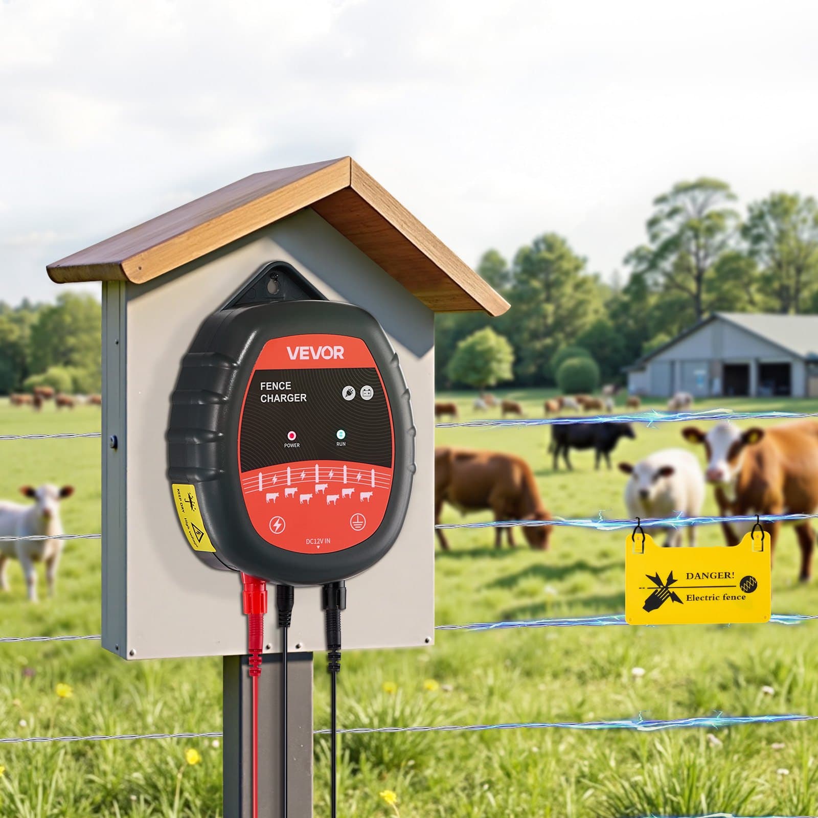 Elektromos kerítés töltő, 10kV 1J, AC DC elektromos kerítés energiatöltő LED kijelzővel, 3km hatótávolság, nagy teljesítményű dugaszolható kerítés töltő, megakadályozza a vadon élő állatok behatolását baromfi és állatállomány számára