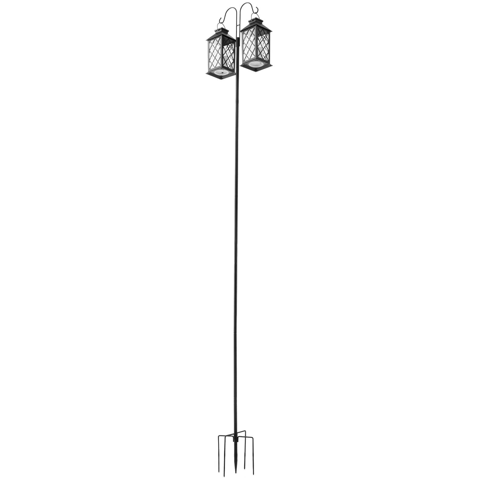 Dupla pásztorhorog kültéri használatra, 8 db-os csomag, 2730 mm-es, strapabíró madáretető rúd, 19 mm vastag kerti horgok kolibri etető, növénykosarak, napelemes lámpások, szélcsengők felakasztására