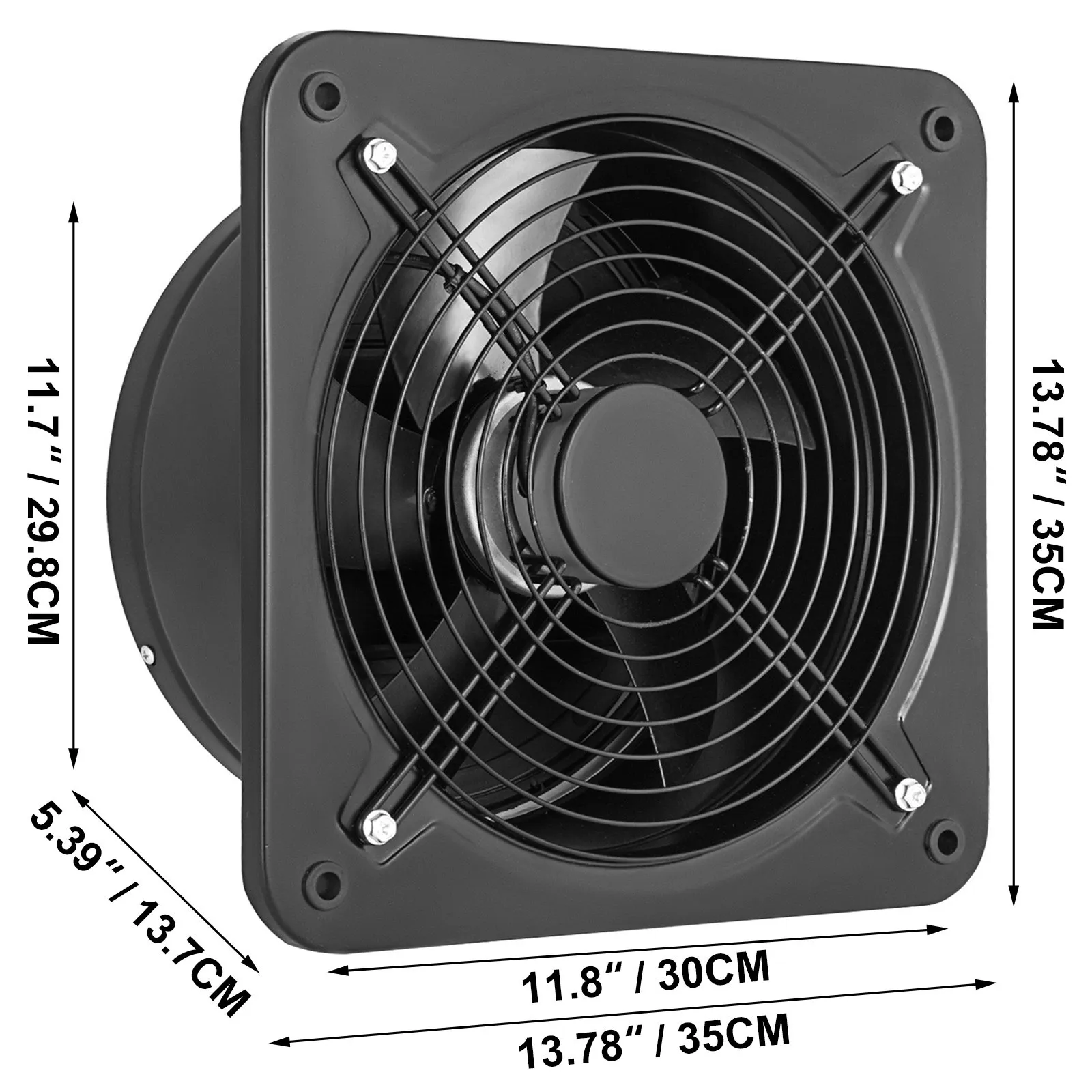 12 hüvelykes ipari szellőztető elszívó ventilátor kereskedelmi légfúvó ventilátor fém axiális elszívó 300 mm-es légbehúzó ventilátor (300 mm/12 hüvelyk)