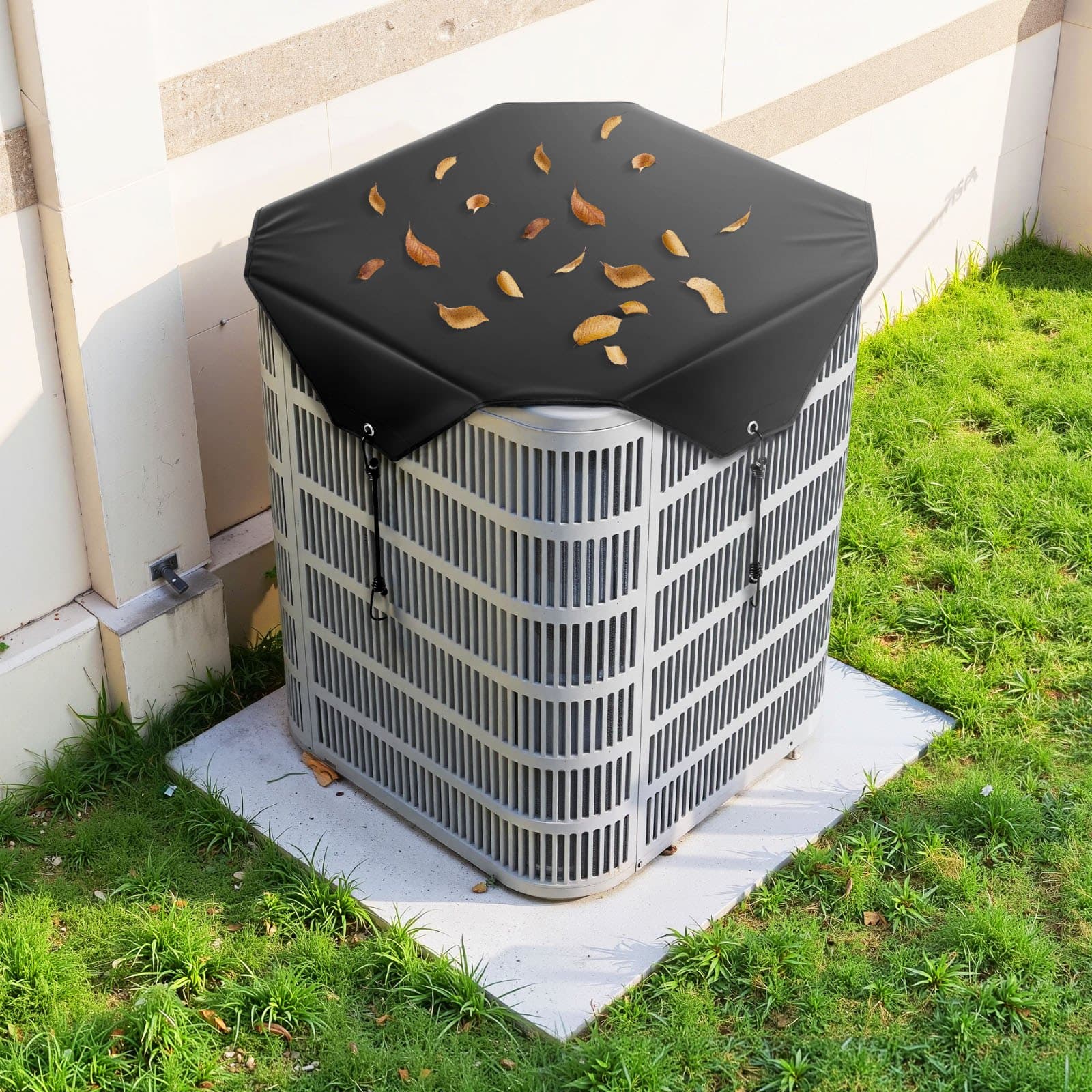 Klímaburkolat kültéri egységekhez, 910 x 910 mm Központi klímaburkolat klímaegységhez, felső univerzális hálós Defender esőálló, könnyen felszerelhető kültéri, minden évszakban, fekete