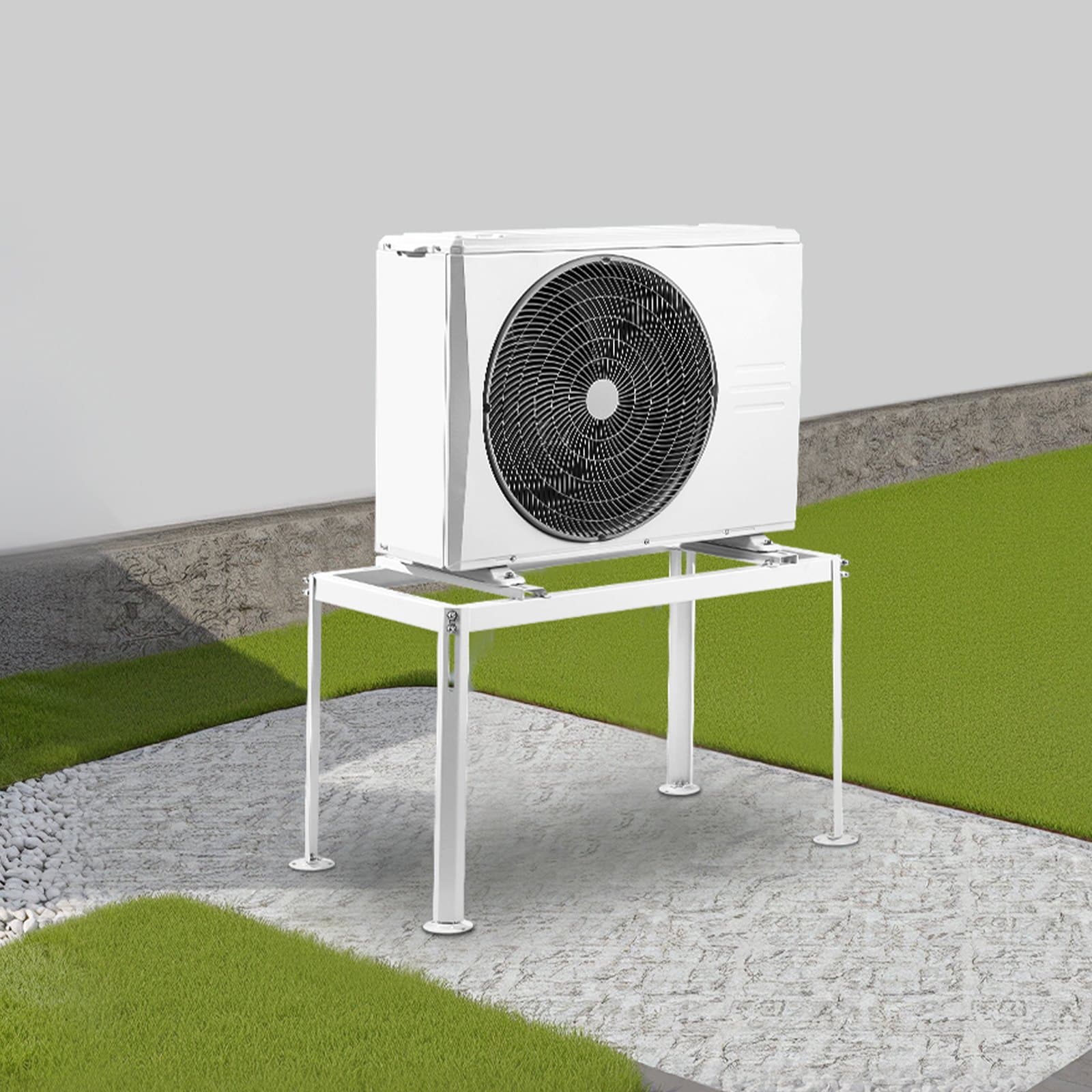 Mini osztott talajállvány, állítható rezgéscsillapító mini osztott állvány 9000-36000 BTU légcsatorna nélküli klímaberendezéshez, hőszivattyúhoz, nagy teherbírású klíma alapkonzol, padlóra szerelhető, 300 kg max. teherbírással