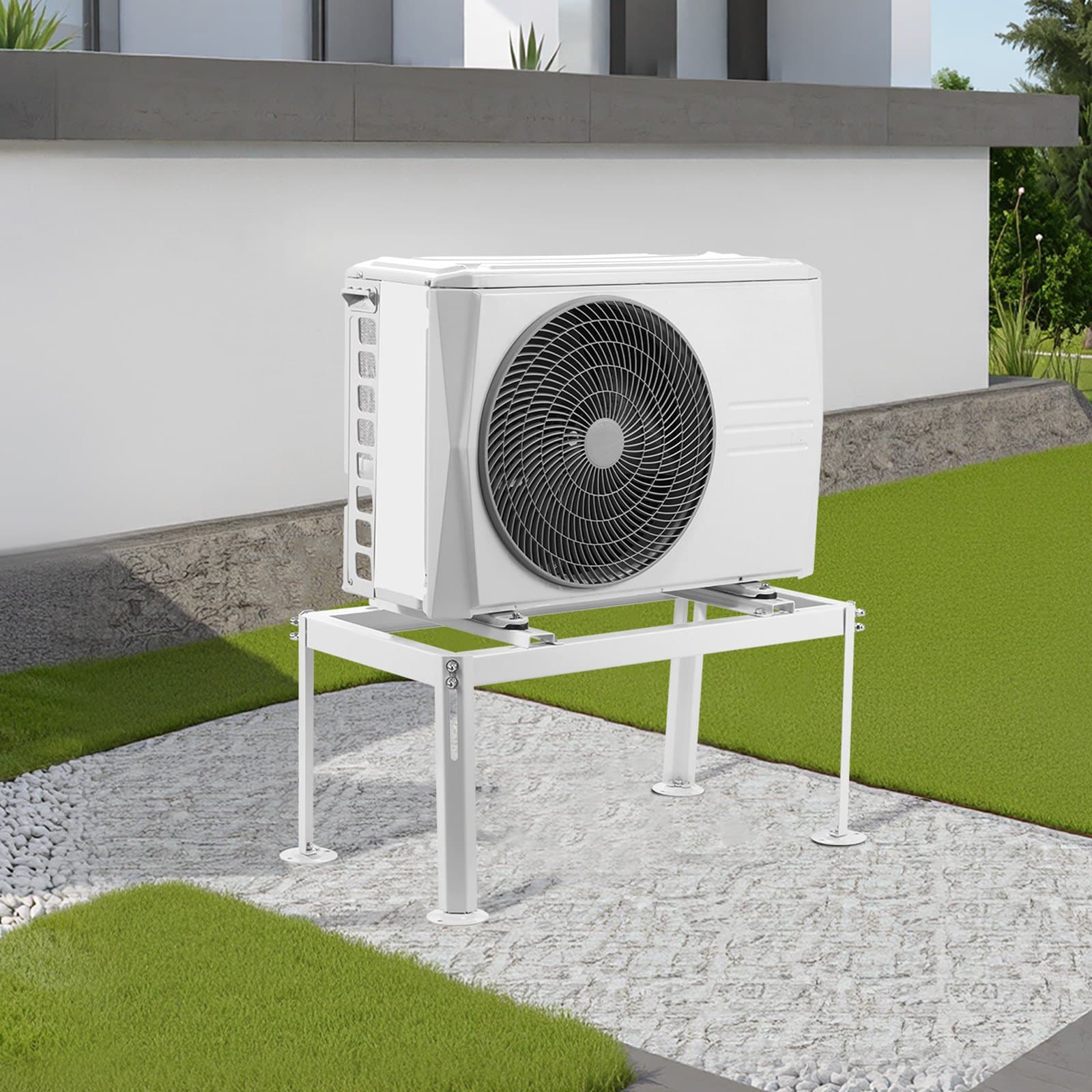 Mini osztott talajállvány, állítható rezgéscsillapító mini osztott állvány 9000-24000 BTU légcsatorna nélküli klímaberendezésekhez, hőszivattyúkhoz, nagy teherbírású klíma alapkonzol, padlóra szerelhető, 200 kg max. teherbírással