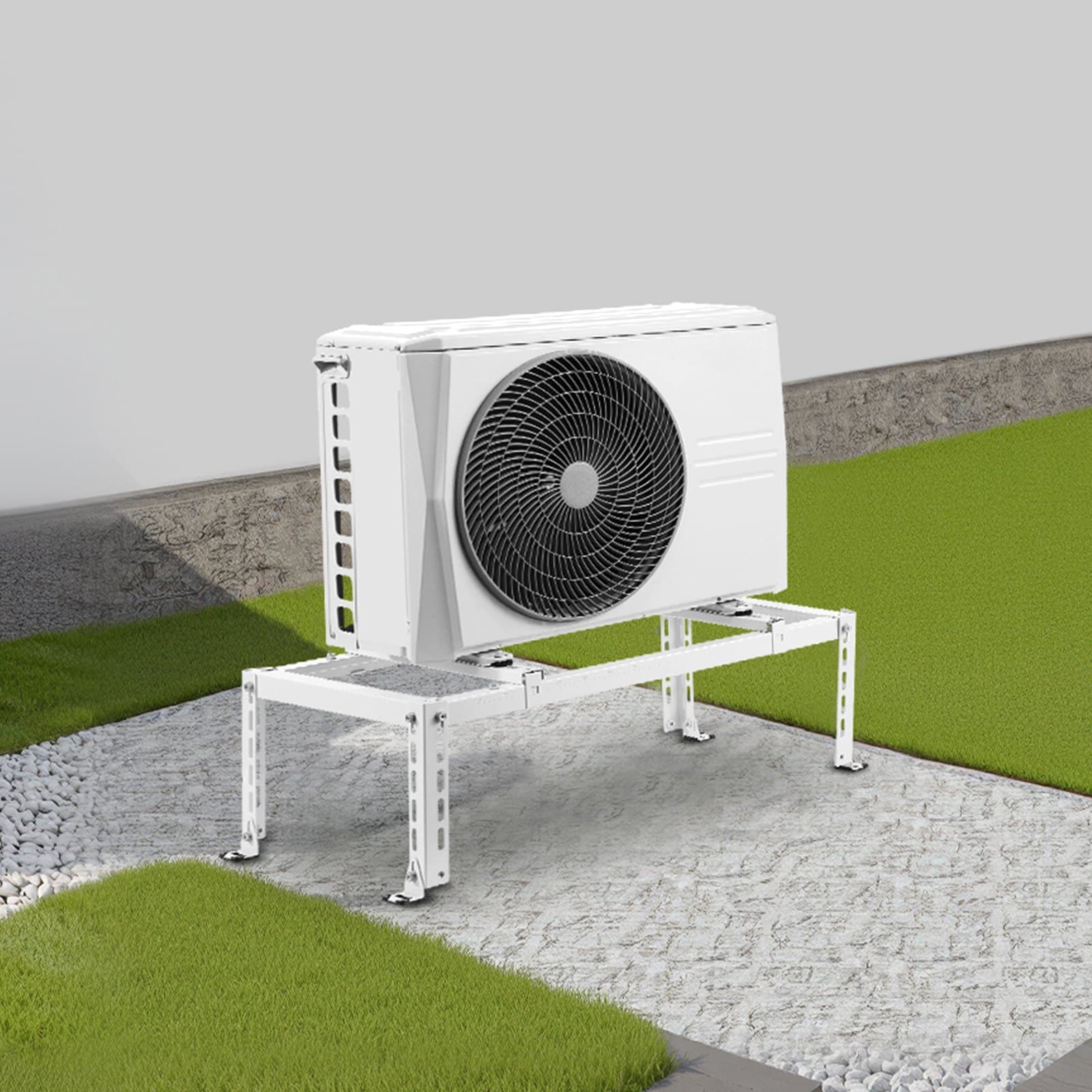 Mini osztott talajállvány, állítható rezgéscsillapító mini osztott állvány 9000-24000 BTU légcsatorna nélküli klímaberendezésekhez, hőszivattyúkhoz, nagy teherbírású klíma alapkonzol, padlóra szerelhető, 250 kg max. teherbírással