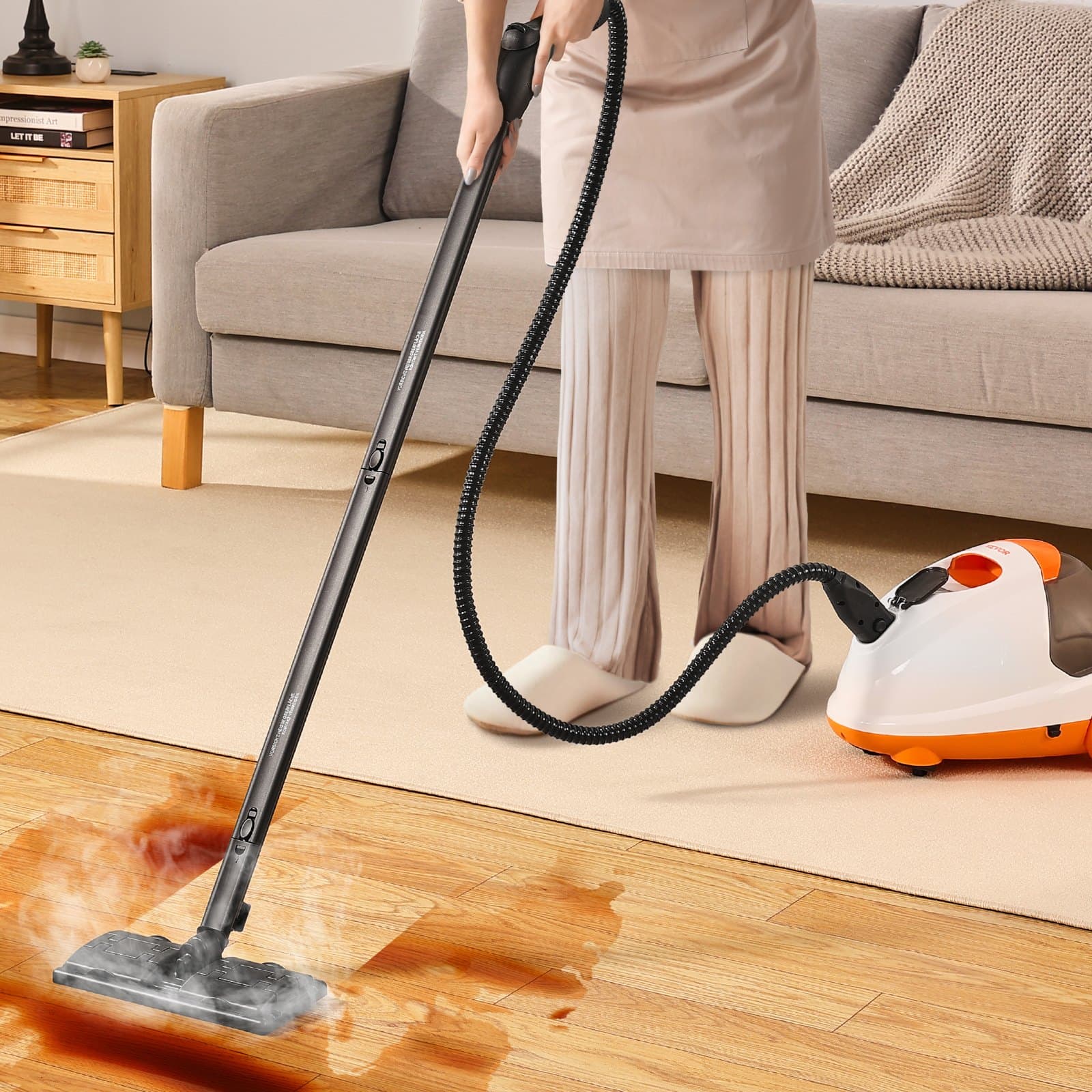 Gőztisztító, többcélú, nagy teljesítményű gőzölő 23 tartozékkal, gőzölős tisztítás extra hosszú tápkábellel, 270 ml-es tartállyal és hordozható fogantyúval, fugák, csempék, padlók, háztartási gépek, otthon és autó tisztítására