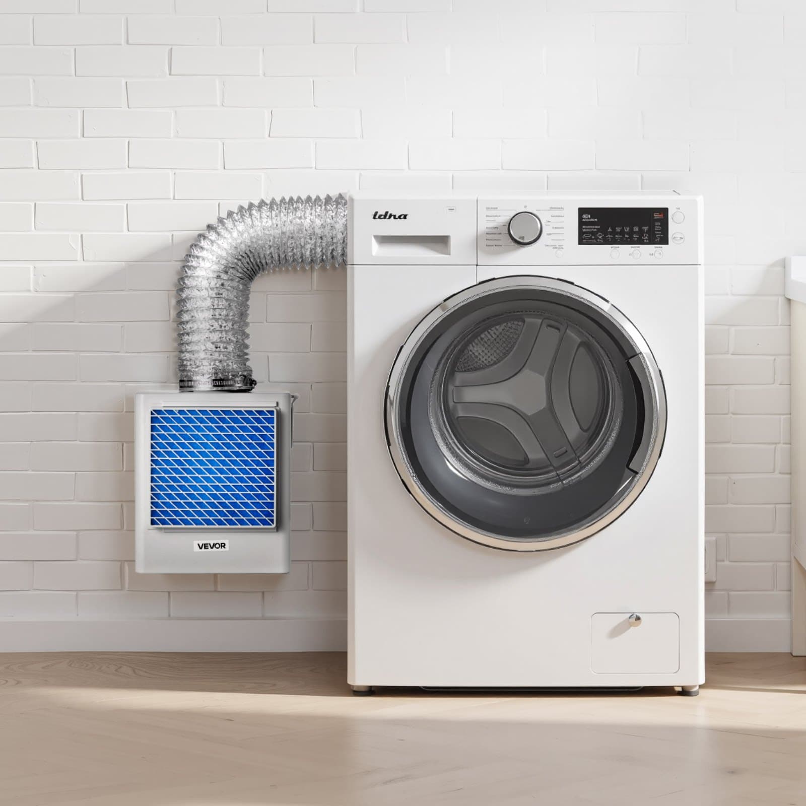 az 1-ben beltéri szárítógép szellőzőkészlet, prémium ABS anyagból, 99 mm-es kipufogónyíláshoz illeszkedik, intelligens túlmelegedés-emlékeztetővel ellátott kipufogófedél és könnyen levehető hálós kupak és többrétegű tisztítás 4 cserélhető betéttel