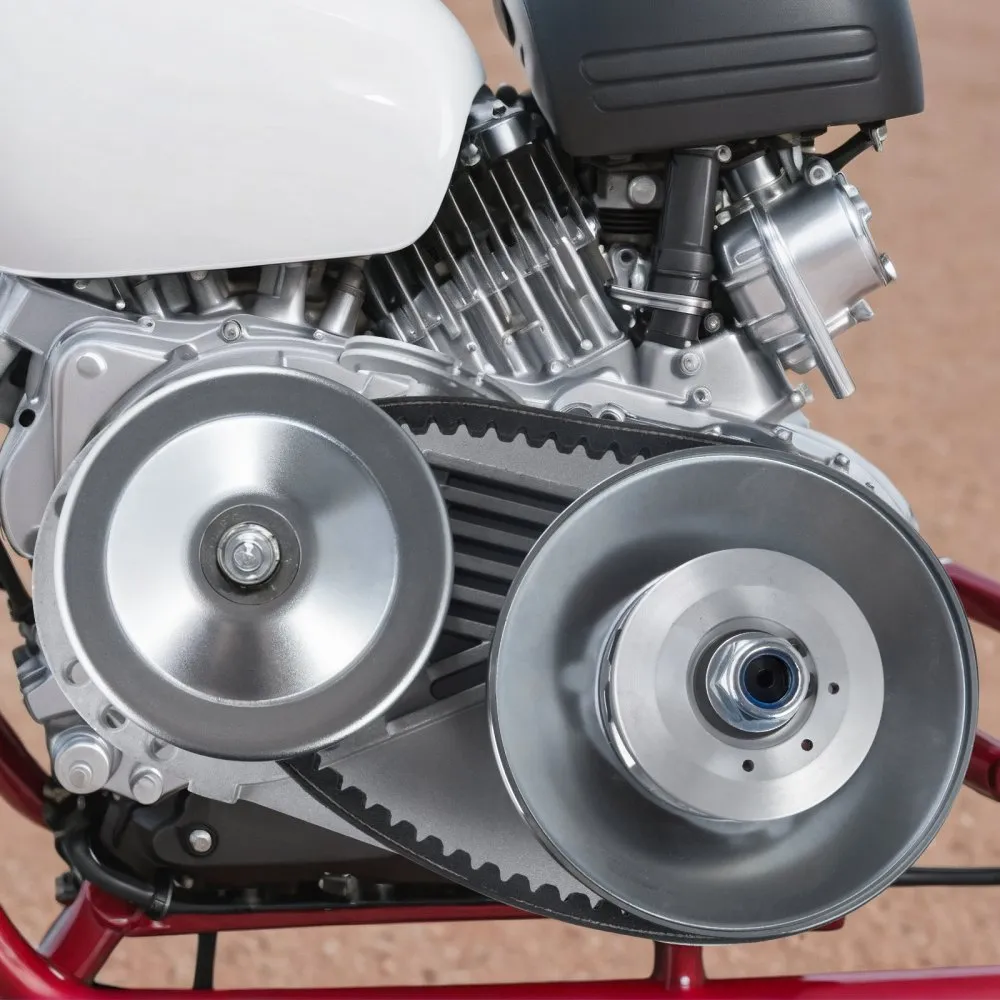 Hajtótengelykapcsoló, 2-8 LE motor, 2000 fordulat/perc nagy szilárdságú hajtótengelykapcsoló aszimmetrikus kialakítású kerekekkel és robusztus gumiszíjjal, masszív és tartós tengelykapcsoló teljes tartozékkészlettel, különféle motorokhoz alkalmas