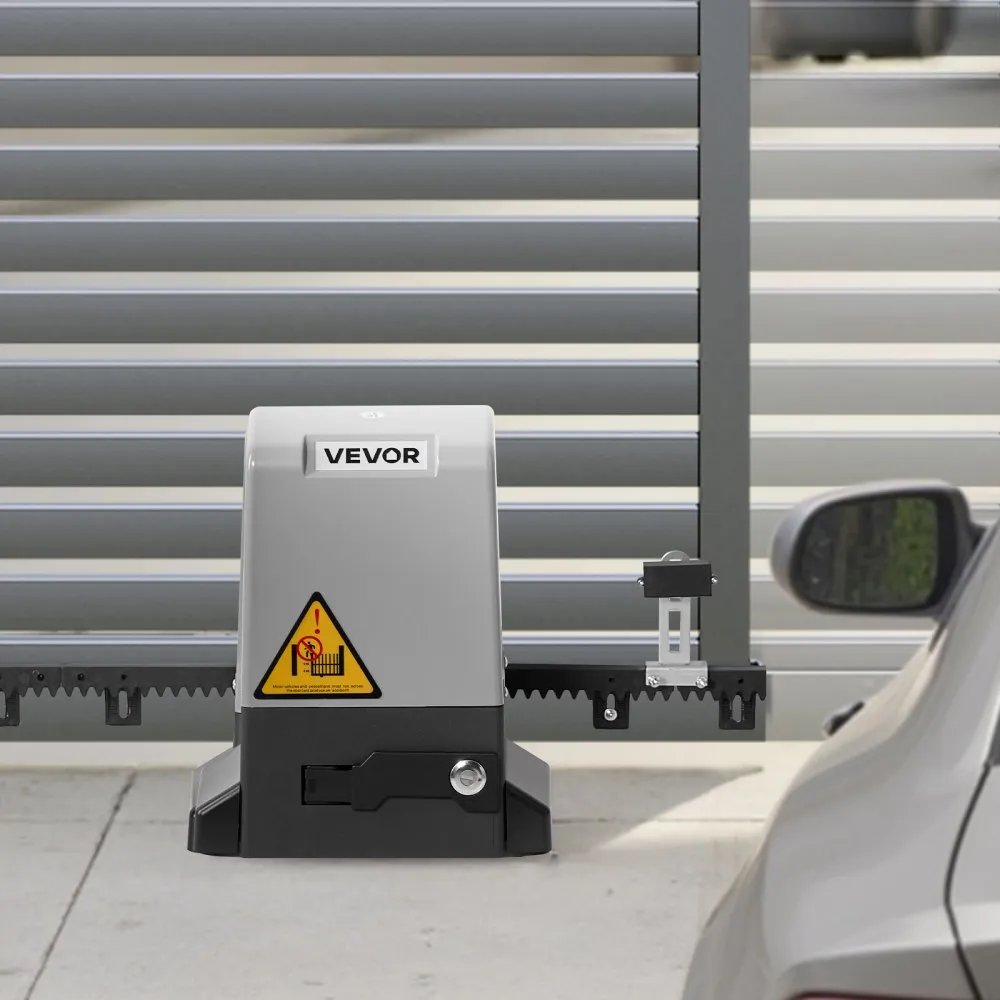 Automatikus kapunyitó, 280 W-os elektromos tolókapu-nyitó akár 25 m / 816 kg-os ajtókhoz, nejlon fogaskerék-kerekes gördülőkapu motor infravörös érzékelővel és 2 távirányítóval, kocsibeálló kapunyitó rendszer