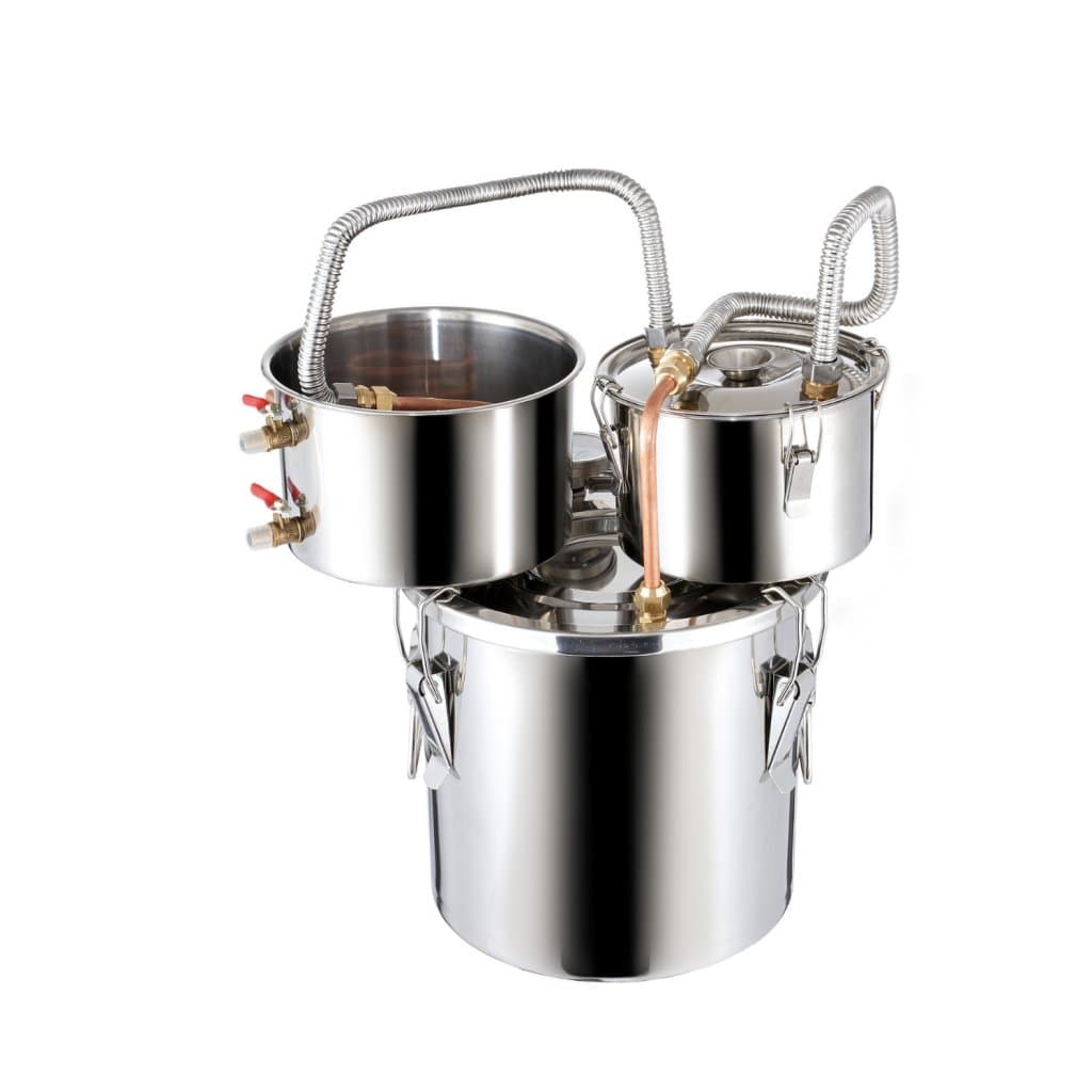 Moonshine szénsavmentes vízalkohol-lepárló, 3 gallon, Thumper hengerrel és 8 W-os vízpumpával