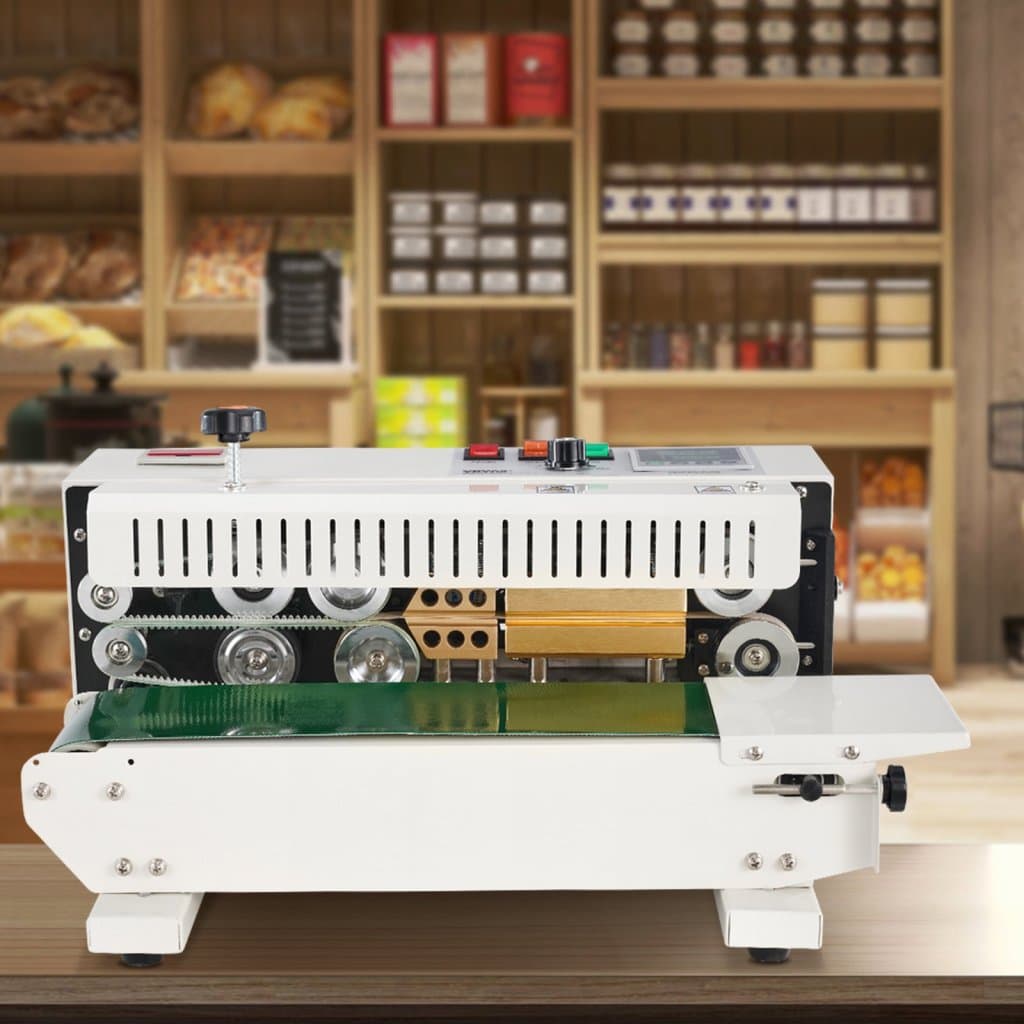 Folyamatos szalagos zacskózárási eszköz. Számláló funkció.