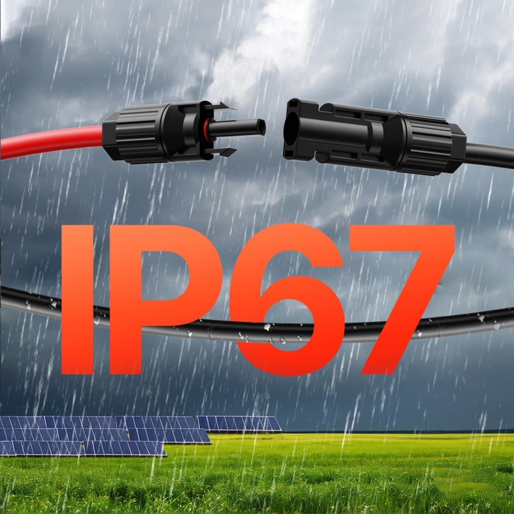 Napelem hosszabbító kábel, 6 m hosszú, női és férfi csatlakozókkal, 10 AWG, 1 pár