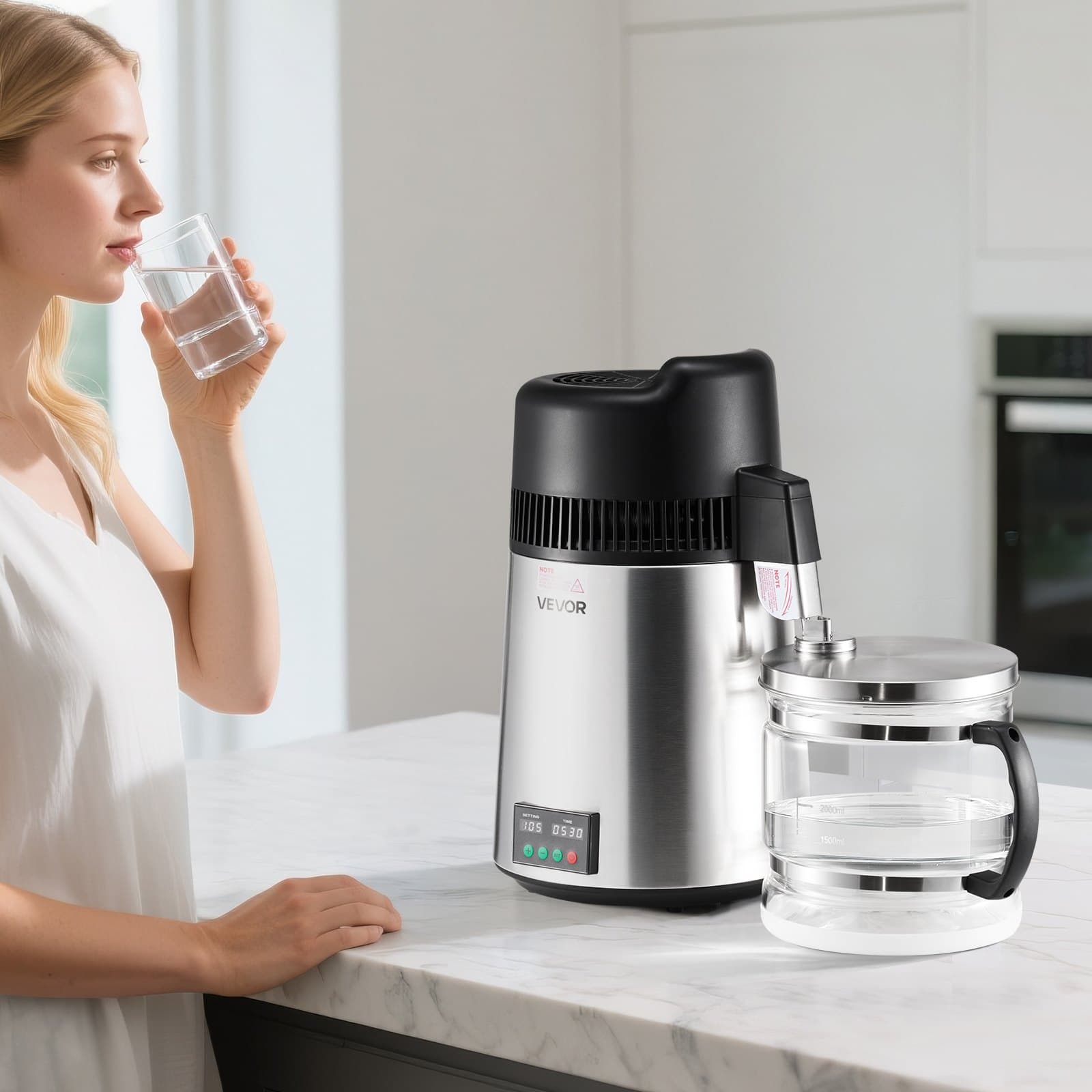 6 literes vízlepárló, otthoni konyhai tisztítógép, 900 W, rozsdamentes acél