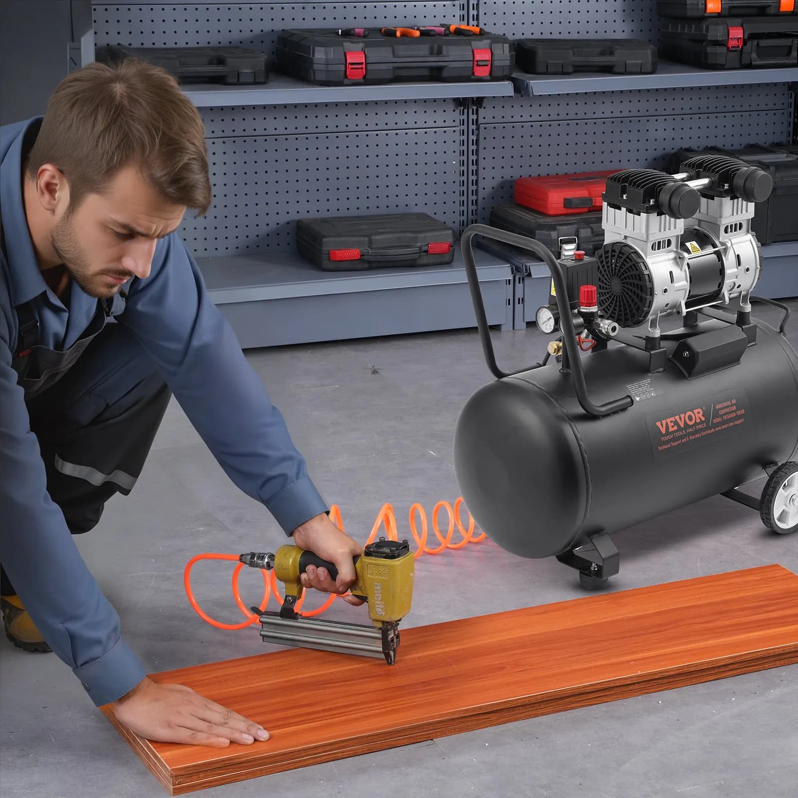 Légkompresszor Kompakt hordozható olajmentes kompresszor 15 gallon 90 PSI