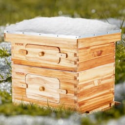 Bee Hive 20 keretes méhkaptár kezdőkészlet, méhviasszal bevont fenyőfa, 1 mély + 1 közepes méhdoboz Langstroth méhkaptár készlet, átlátszó akril ablakok alapokkal kezdő profi méhészeknek - miniatúra 1