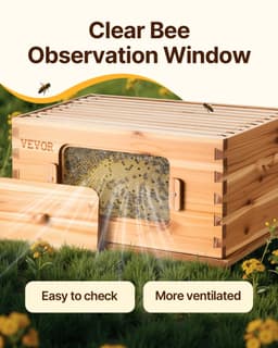 Bee Hive 20 keretes méhkaptár kezdőkészlet, méhviasszal bevont fenyőfa, 1 mély + 1 közepes méhdoboz Langstroth méhkaptár készlet, átlátszó akril ablakok alapokkal kezdő profi méhészeknek - miniatúra 9