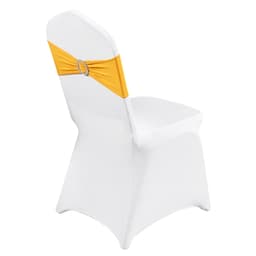 Stretch Spandex Összecsukható Székhuzatok, Univerzálisan Helyezhető Székhuzat Székszárnyakkal, Kivehető, Mosható Védőhuzatok, Esküvőkre, Ünnepekre, Bankettekre, Partikra, Étkezésre (30 Szett Arany és Fehér) - miniatúra 3