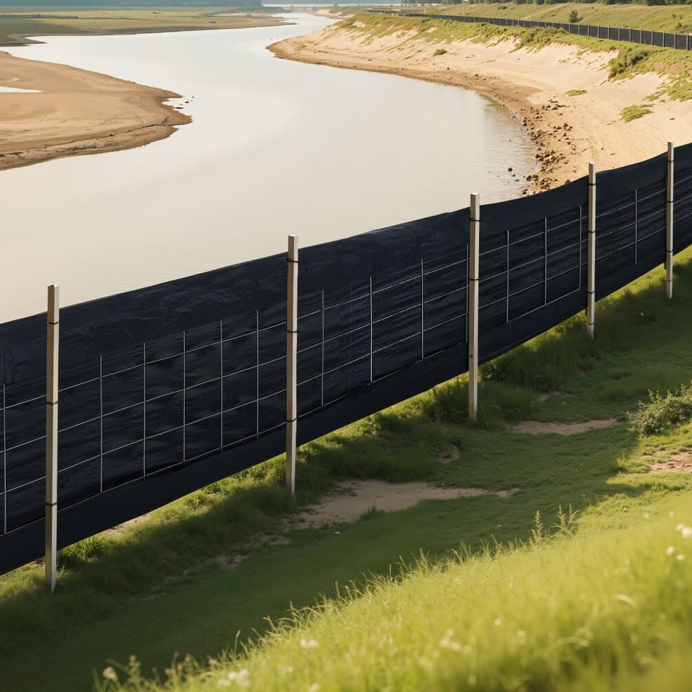 Iszapkerítés szövettekercsek, 0,6 × 30,5 m hátlapú dróthálós iszapkerítés, erózióvédelmi kerítés üledékvisszatartásra, ipari minőségű, ideiglenes, strapabíró polipropilén szövet építési területekre