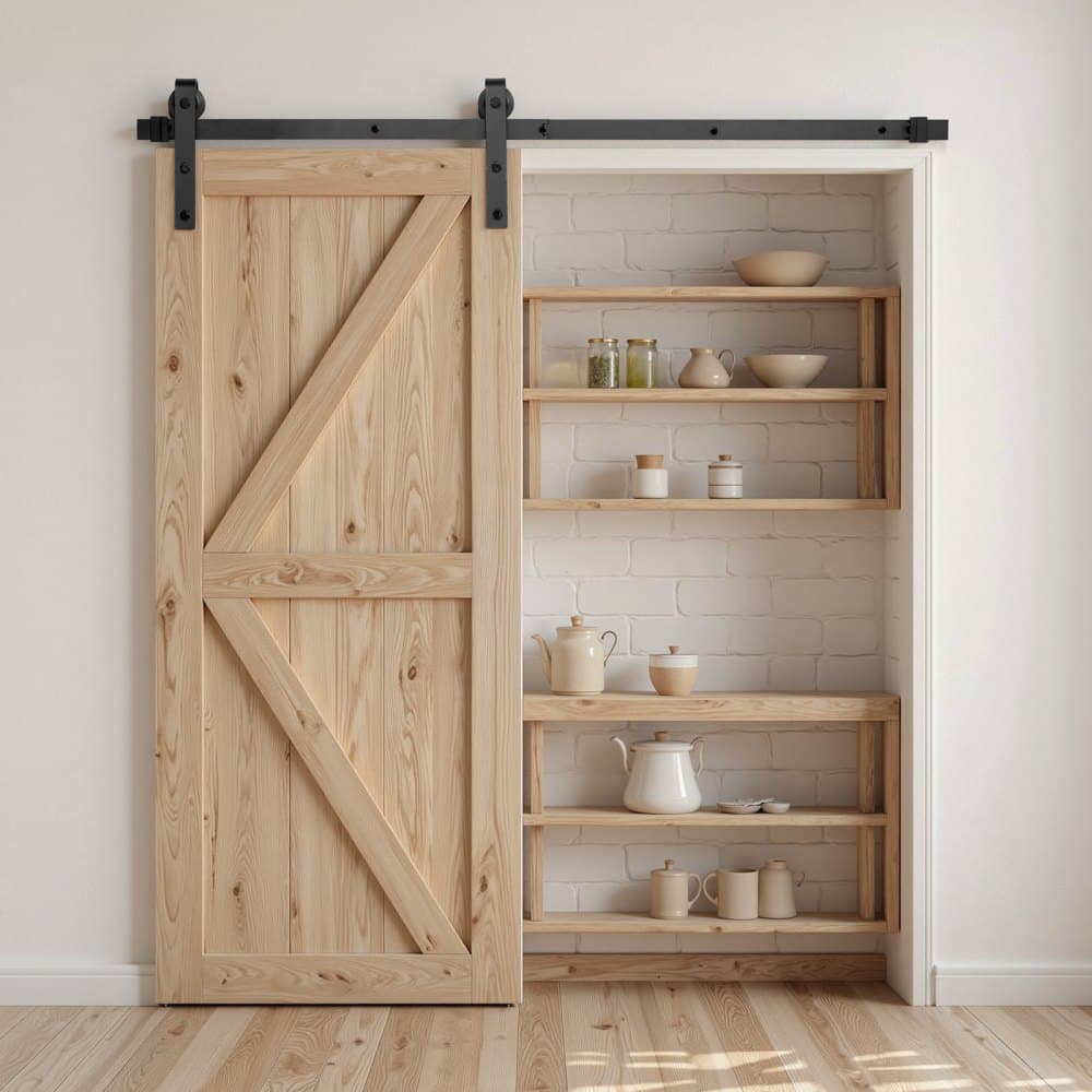 5 lábas tolóajtó hardverkészlet, 330 font teherbírás, kompatibilis a 30 hüvelykes maximális szélességgel és 1-3/8 - 1-3/4 hüvelyk vastagságú, egyetlen tolóajtóval, tartós sín és J alakú görgő, fekete