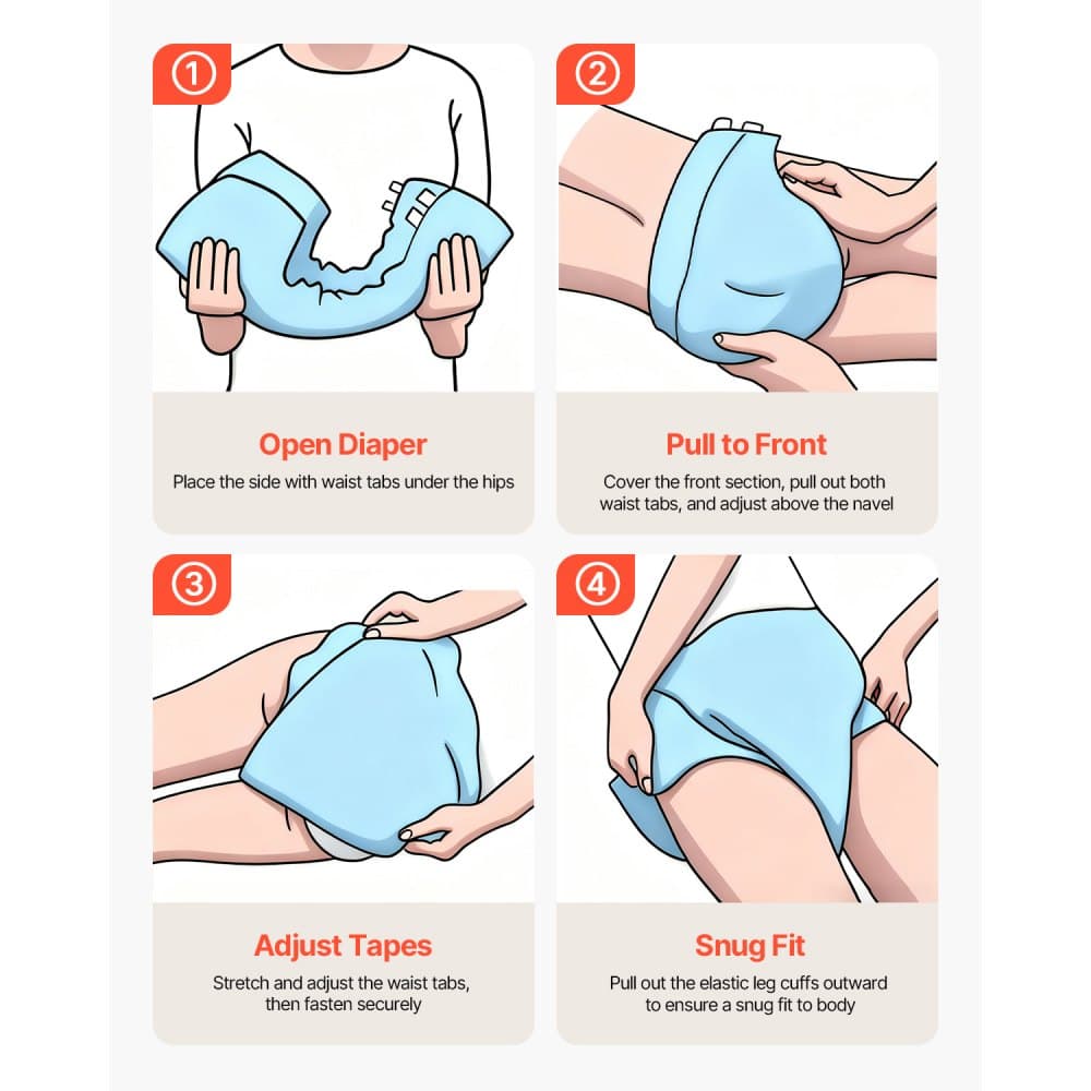 Felnőtt pelenkák fülekkel, szuper nedvszívó inkontinencia pelenkák férfiaknak és nőknek, eldobható felnőtt pelenkák szivárgásmentes 3D surround védelemmel és nedvességjelzővel - M méret, 40 darab (4 db 10 darabos csomag)