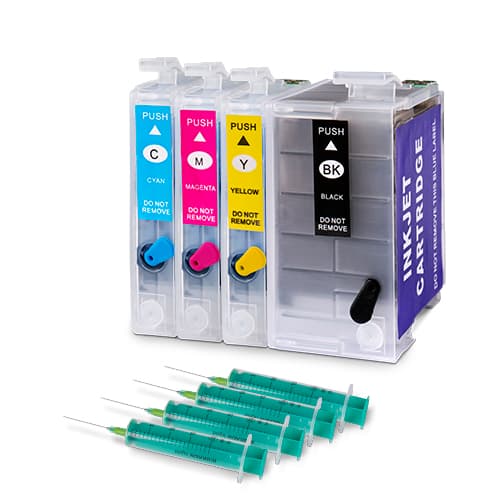 4 db utántöltő patron és 4 db 20 ml-es utántöltő fecskendő készlet Epson Workforce 7710/7210/7720 nyomtatókhoz, A3+ méret